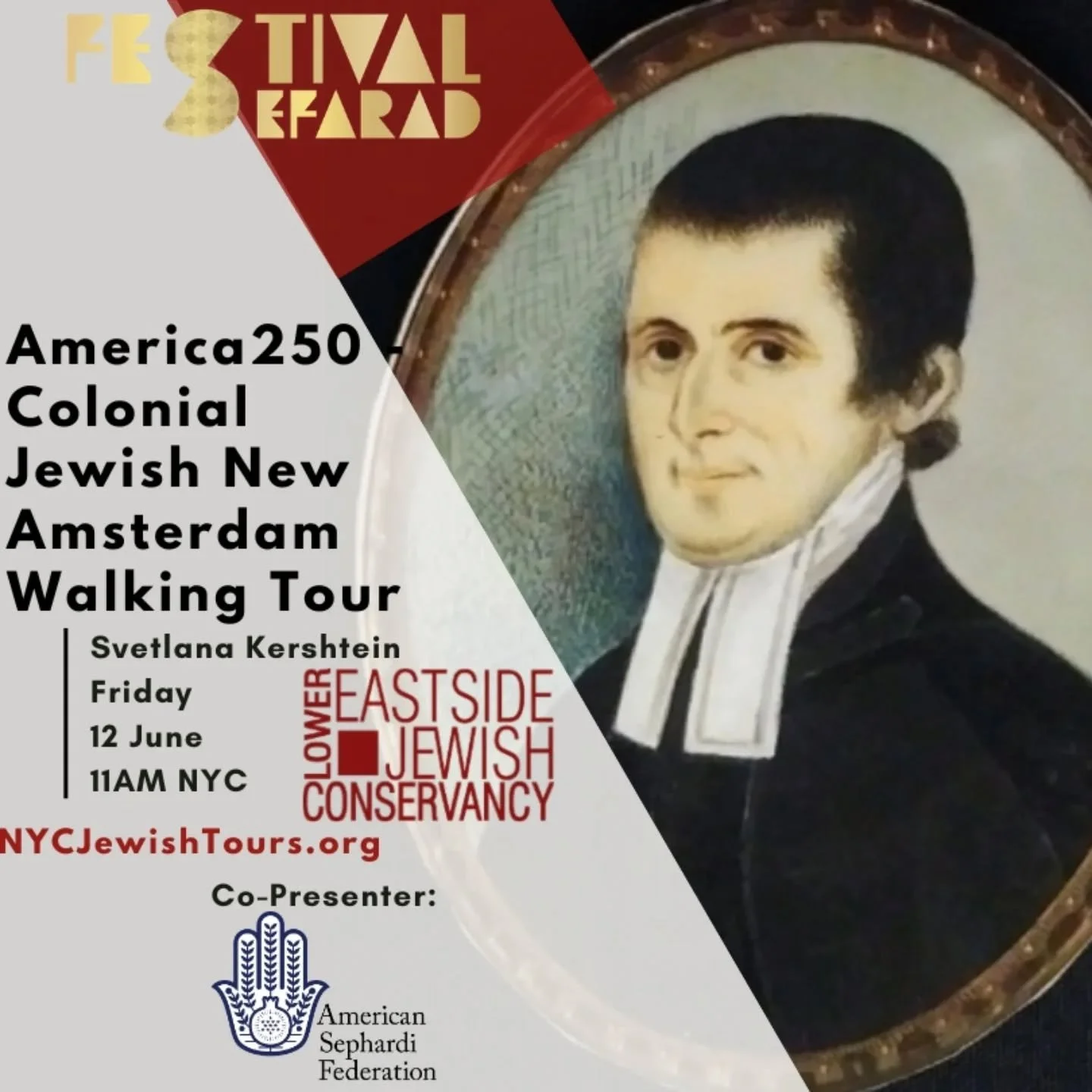 Festival Sefarad is back and the Lower East Side Jewish Conservancy is proud to partner again with the American Sephardi Federation and the UJA-Federation of New York. We are offering three exciting tours starting on Friday, June 12th with #America25