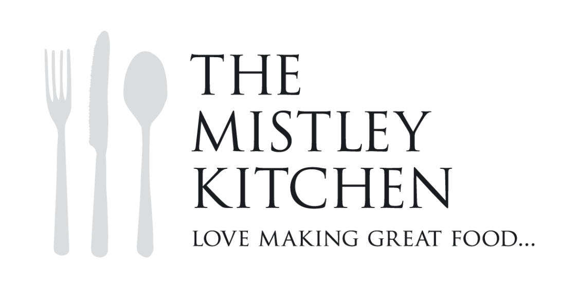 Logo for The Mistley Kitchen with cutlery icons and the slogan 'Love Making Great Food.'