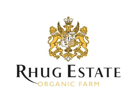 Rhug Estate Organic Farm logo with a coat of arms design