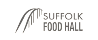 Logo of Suffolk Food Hall with stylized arc design and text.