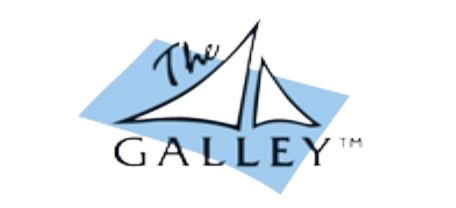 Logo of The Galley with a stylized sailboat design in blue and black.