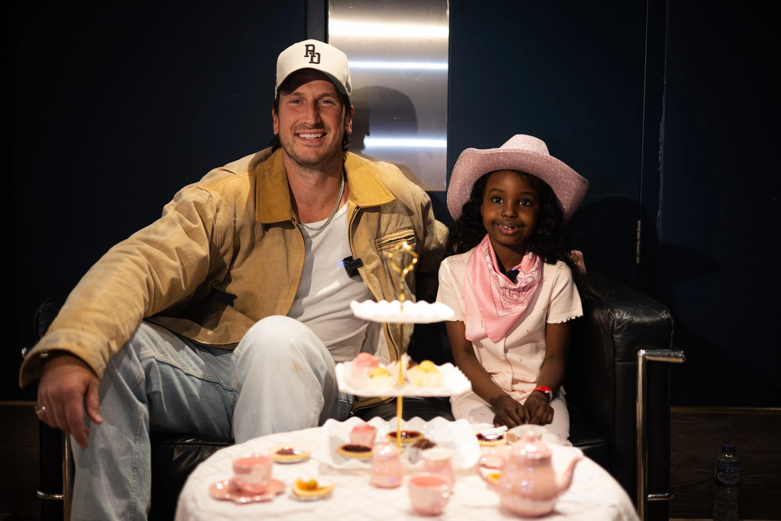 Russell Dickerson being interviewed at C2C London during a country music media feature filmed at The O2.