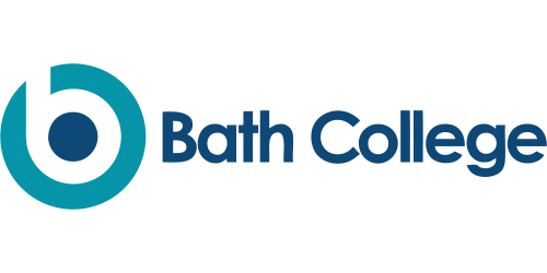 Bath College logo with a stylized "b" in teal and blue text.