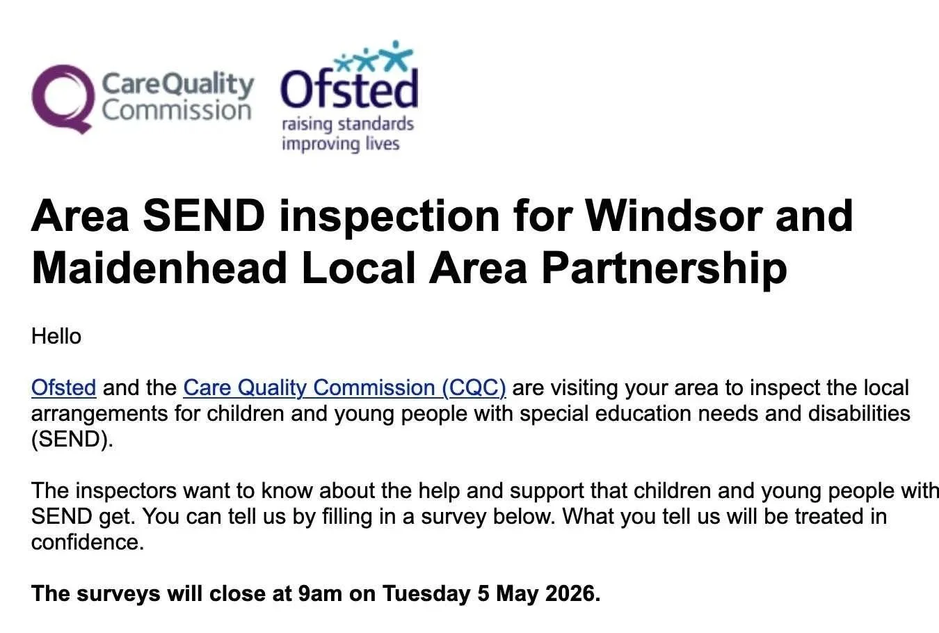 Ofsted is coming to Windsor and Maidenhead