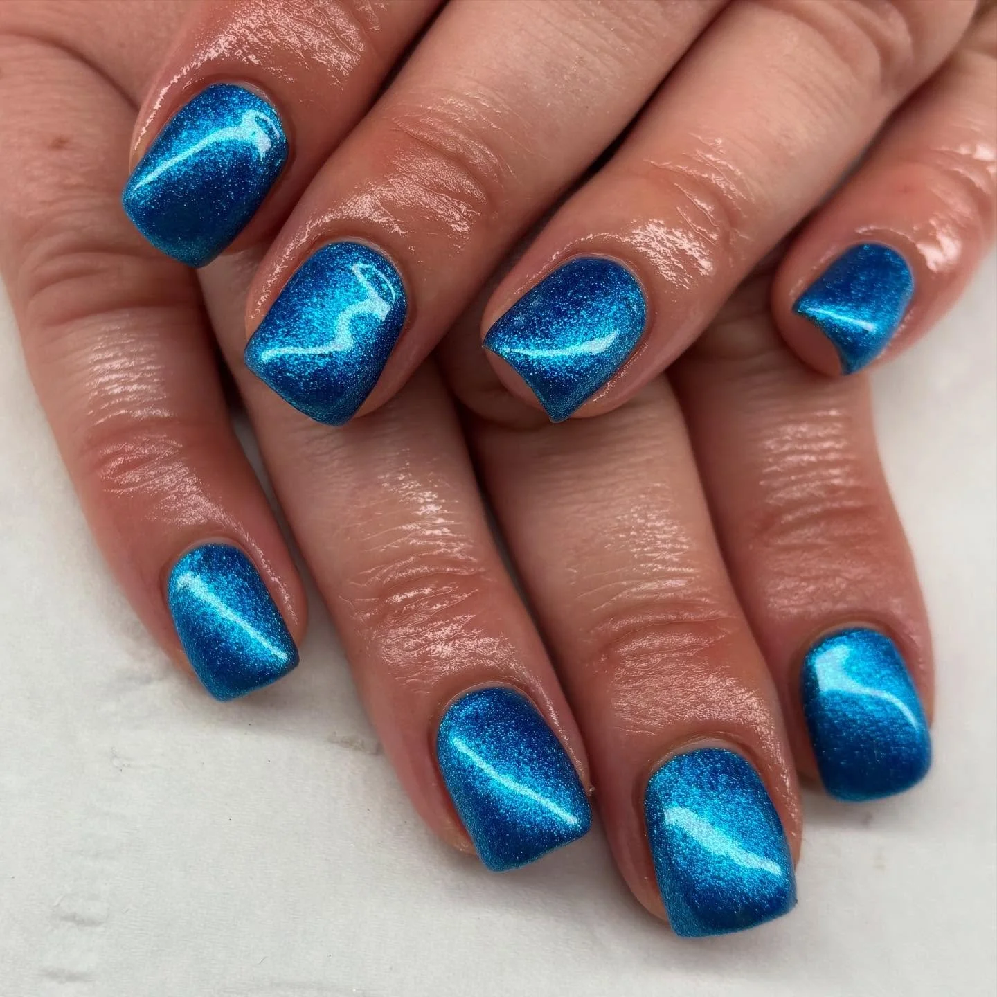 💙💙 N A T A S H A 💙💙 
Magpie have knocked it out the park with this stunning shimmery blue! #magpiesnowway is going to be popular this year!! #magpiebeauty #blue #winter #frosty #sparkle #beauty #nails