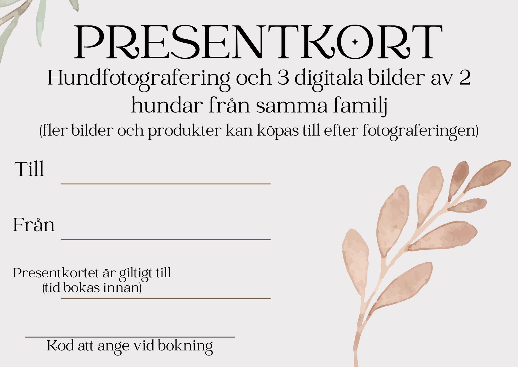 presentkort julklapp hund husdjur hundägare hundälskare Stockholm Uppsala present