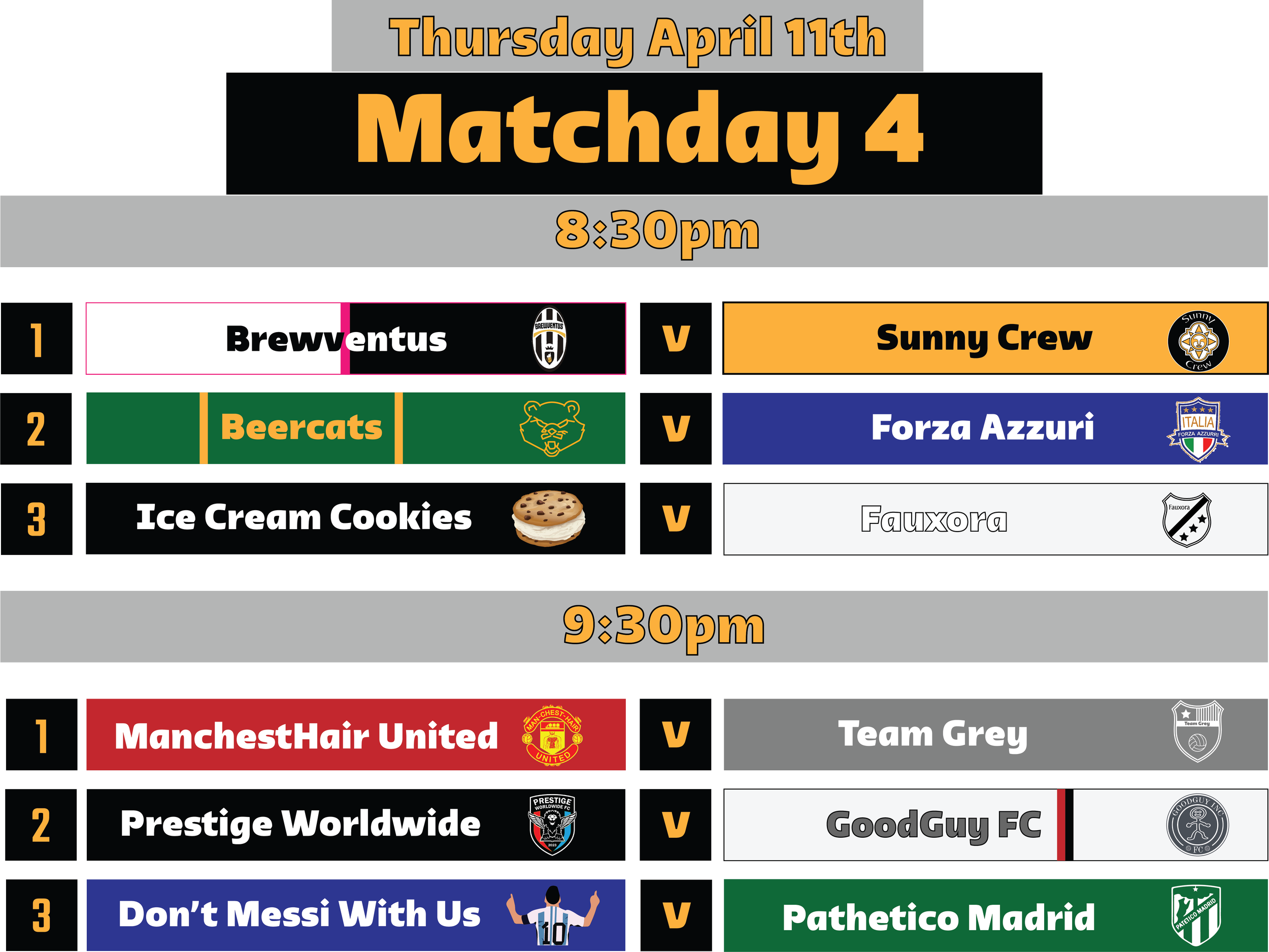 Schedule — MJ Adult Coed Soccer League