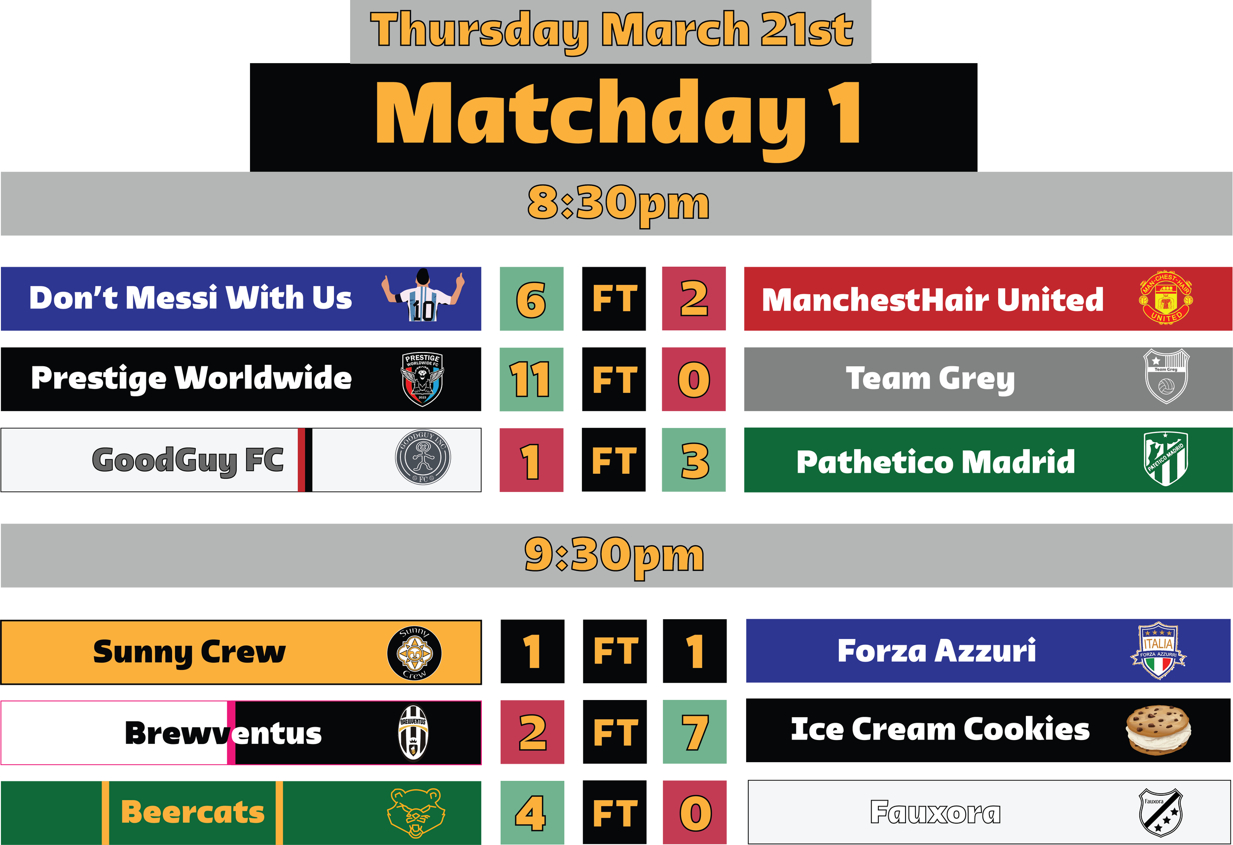 Schedule — MJ Adult Coed Soccer League
