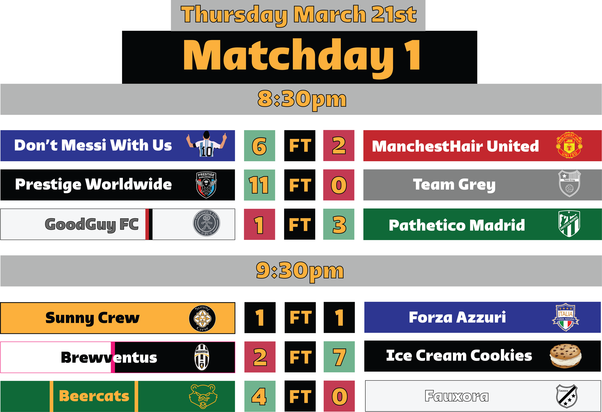 Schedule — MJ Adult Coed Soccer League