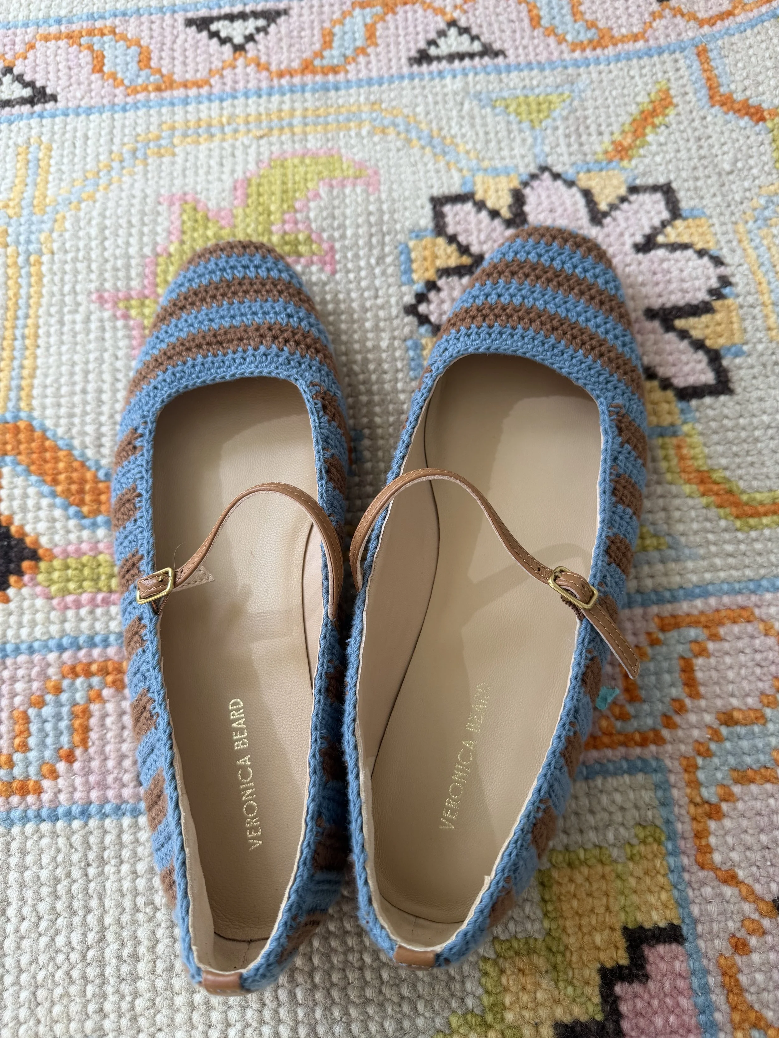 veronica beard blue and brown flats
