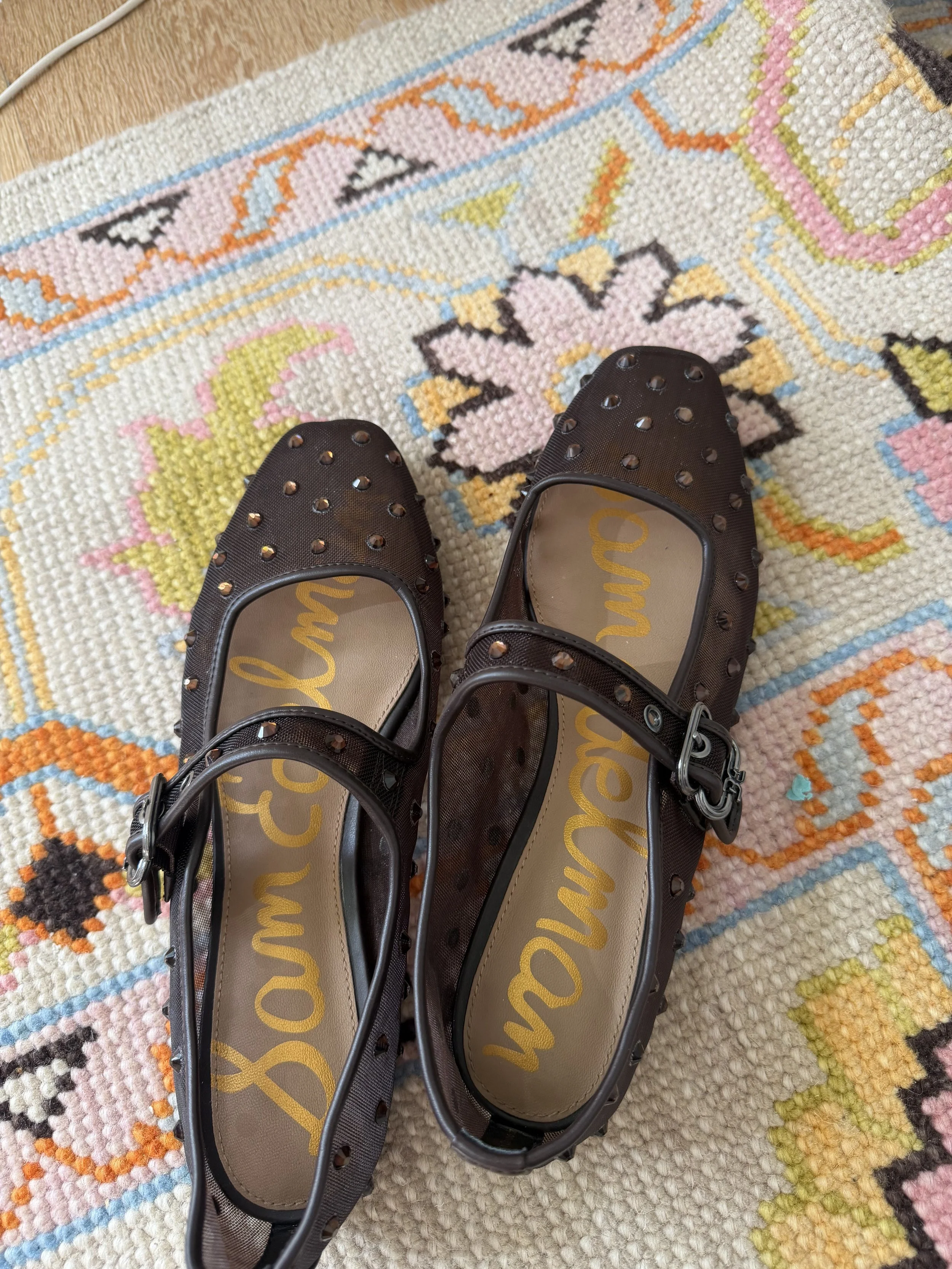 Sam edelman brown mesh stud flats