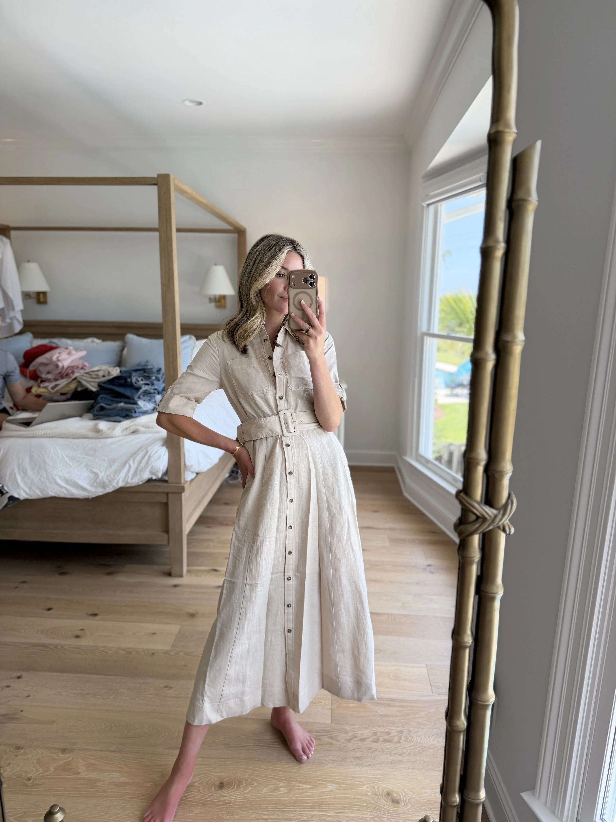 boden tan dress with belt