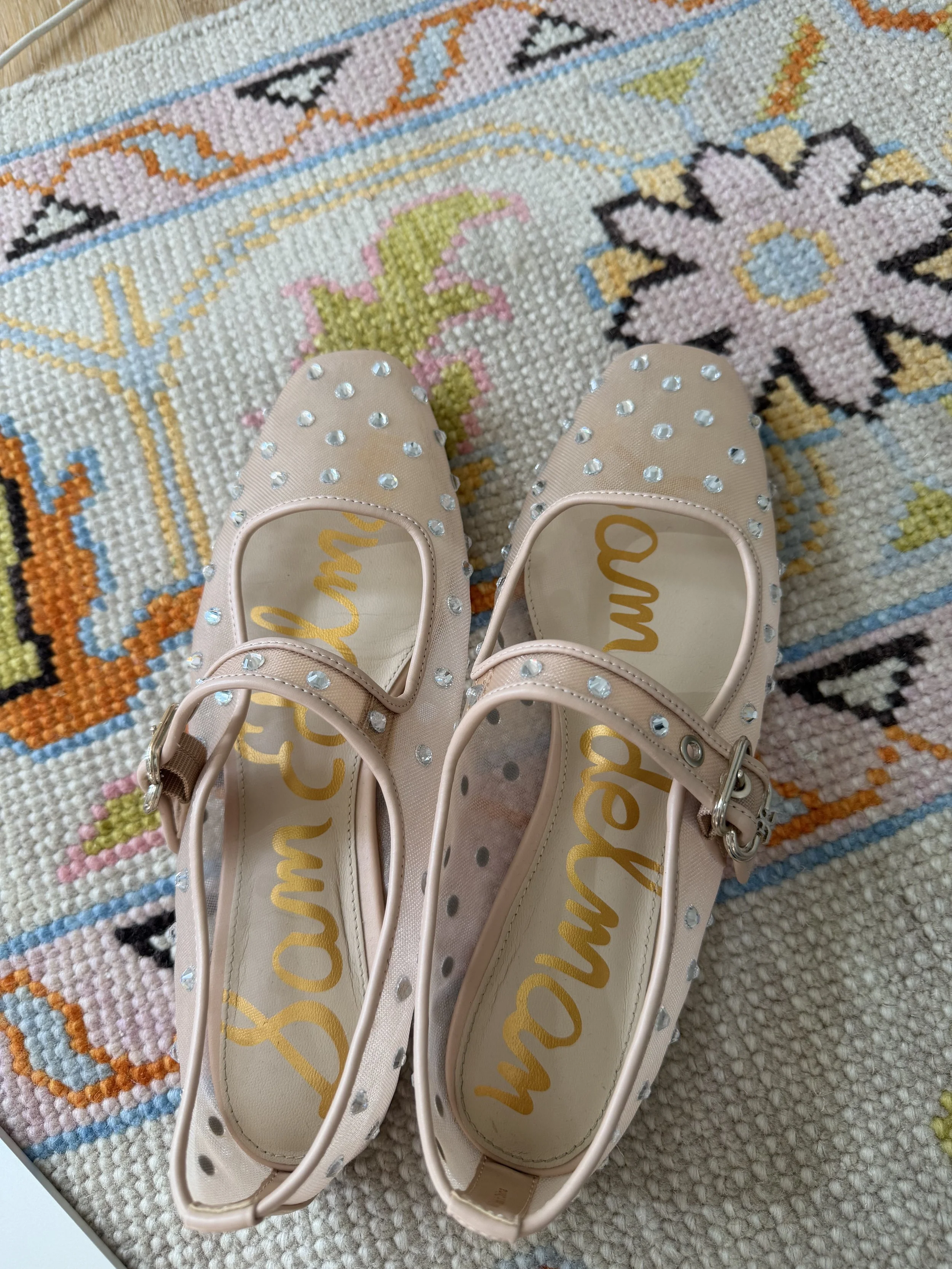 Sam edelman nude mesh stud flats