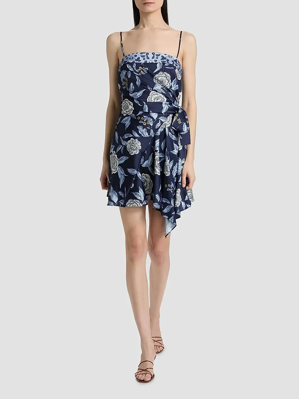 Tanya Taylor Antona Floral Crepe Wrap-Waist Minidress