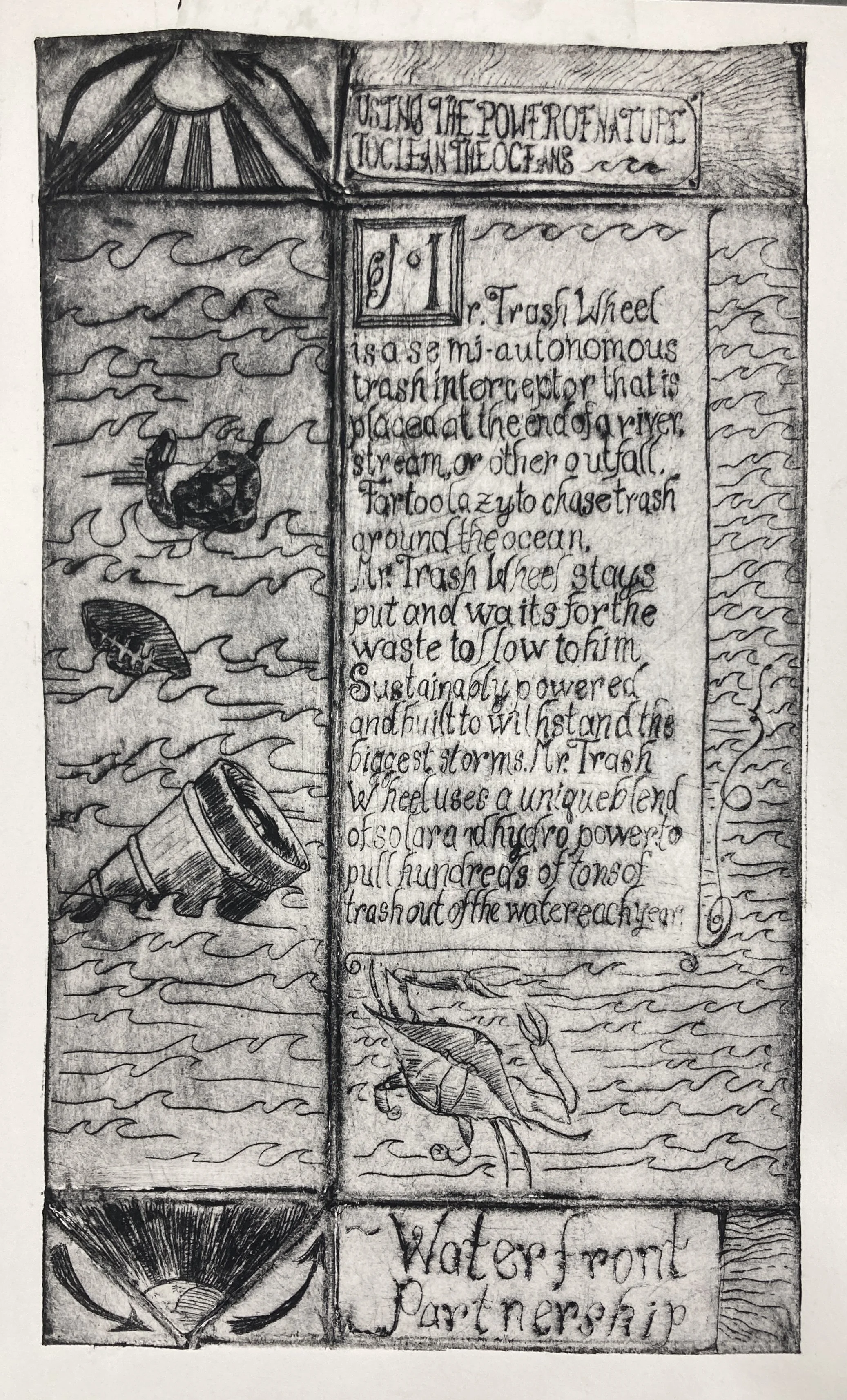 Trash Wheel Illuminated Manuscript