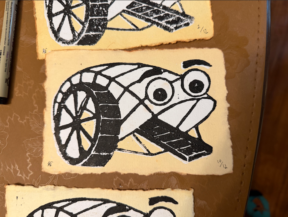 Mr. Trash Wheel Reduction Linocut