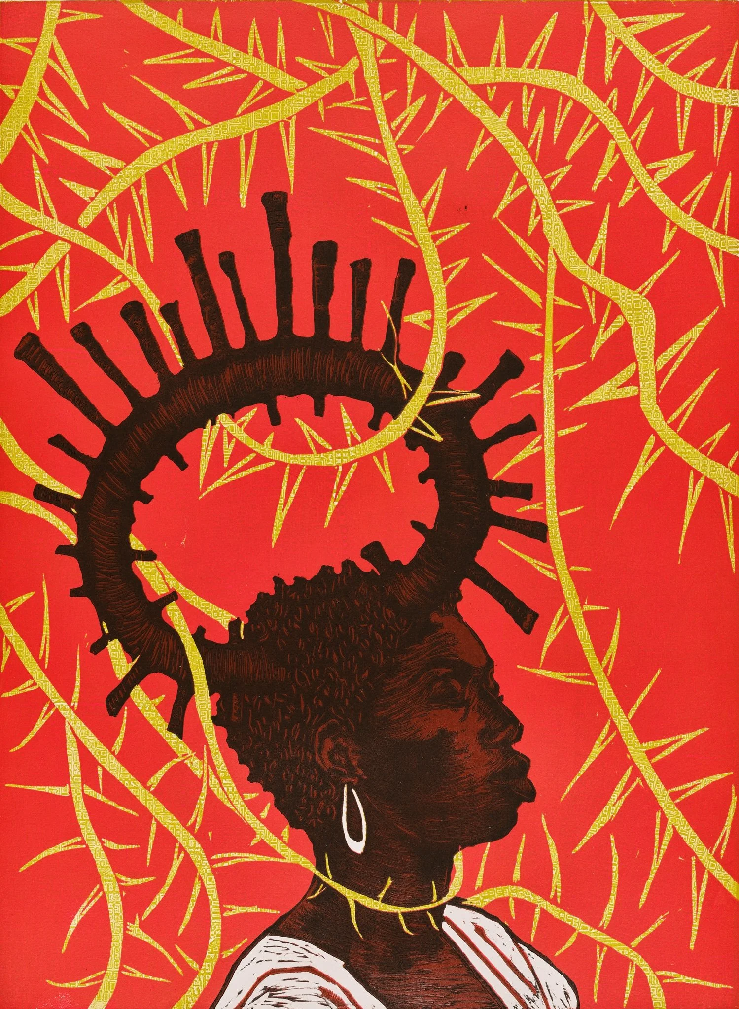 From Pet to Threat, 2025
 Woodcut on 280 gsm Rives BFK I
Paper: 22 in x 30 in/ 55.88 cm x 76.2 cm
Varied Edition of 5, 1 AP 1 TP