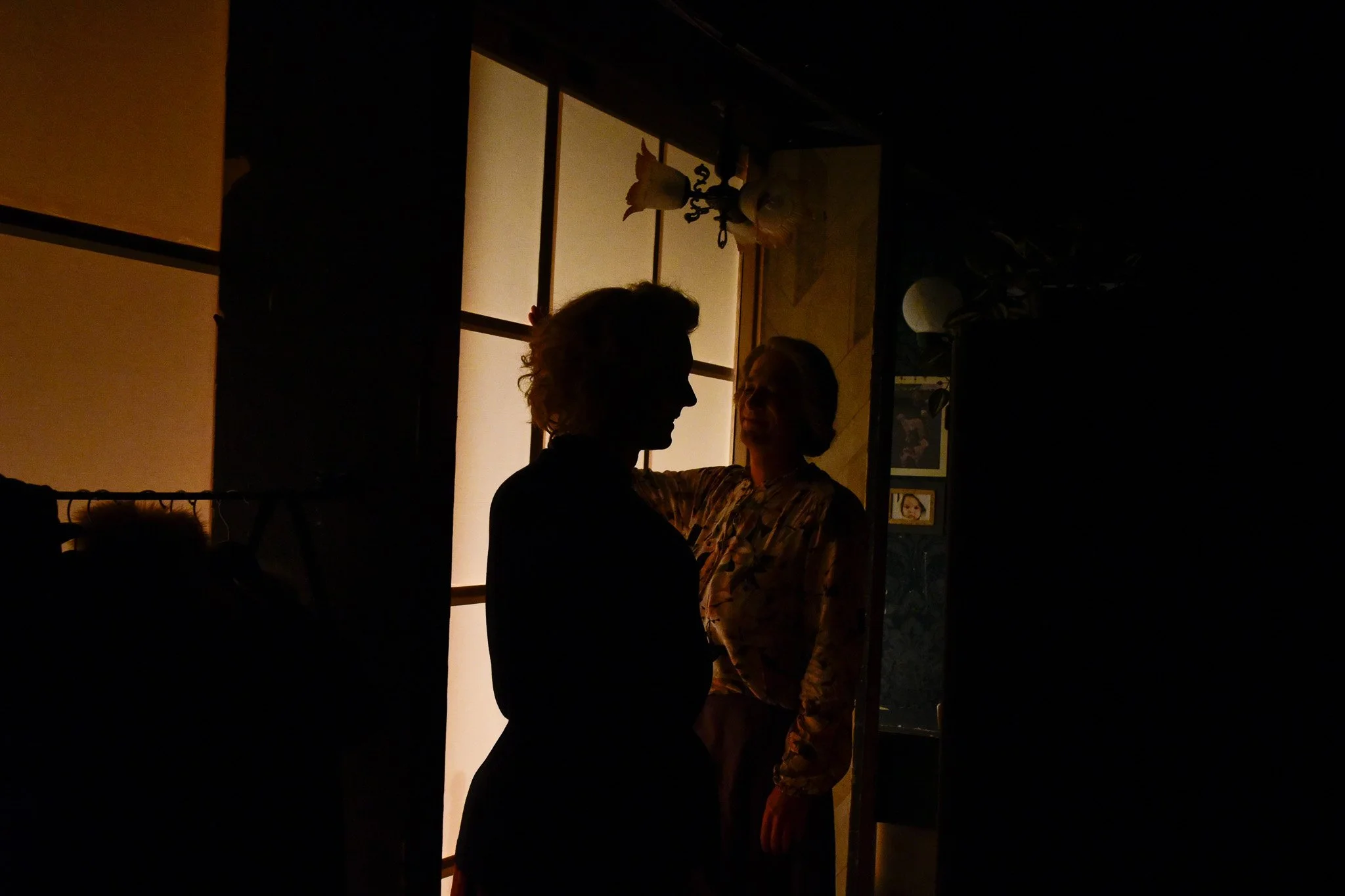 Actors standing backstage before rehearsal at the Kamerni Teatar 55. 