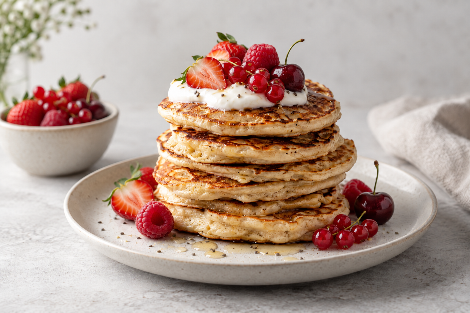 Bananenpannenkoekjes met rood fruit
