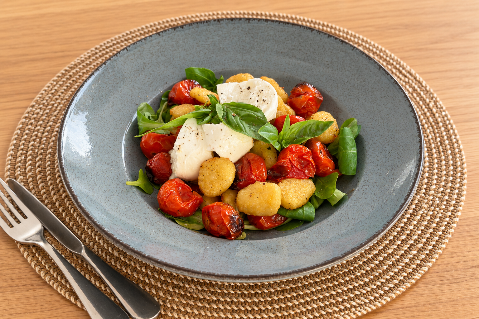 Traybake met gnocchi, tomaat en mozzarella