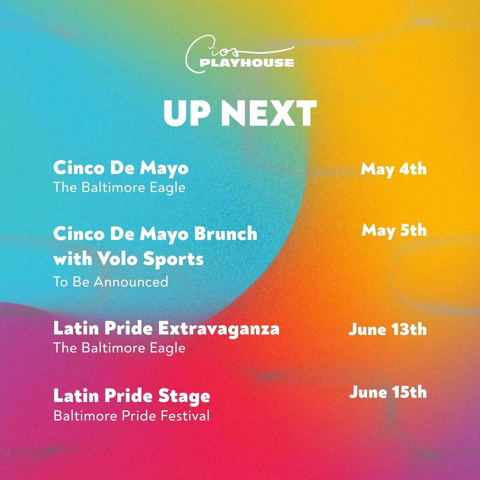Hemos estado trabajando duro para planificar algunos eventos muy emocionantes, &iexcl;as&iacute; que aqu&iacute; hay un adelanto especial! Con el Cinco de Mayo y el Mes del Orgullo a la vuelta de la esquina, nos aseguramos de que tengas la mejor m&ua