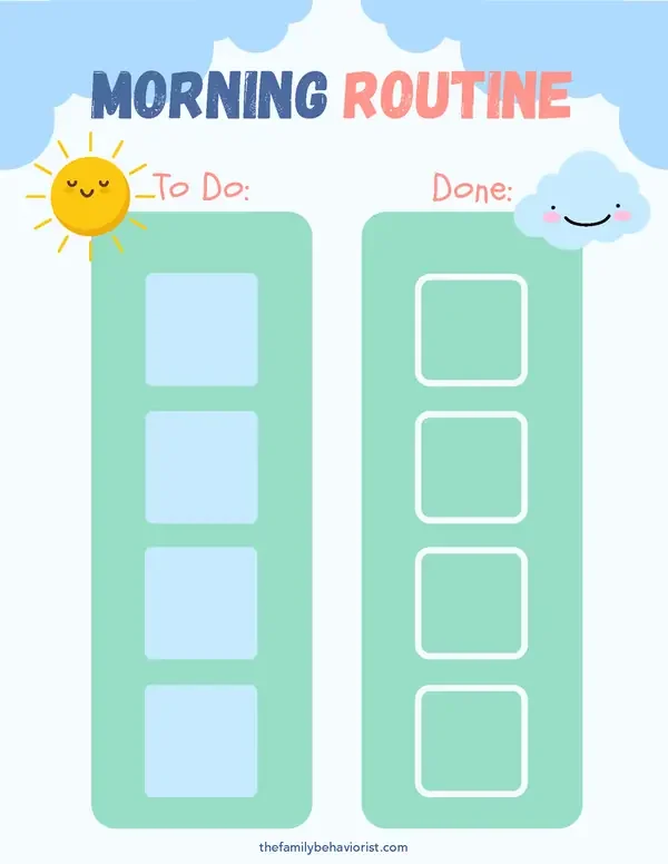 Preview of the Daily AM Velcro Chart printable