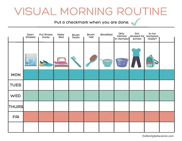 Preview of the Weekly Routine Chart printable