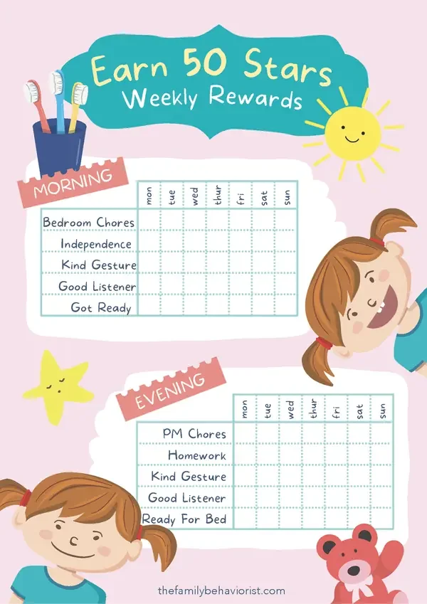 Preview of the AM/PM Star Chart printable