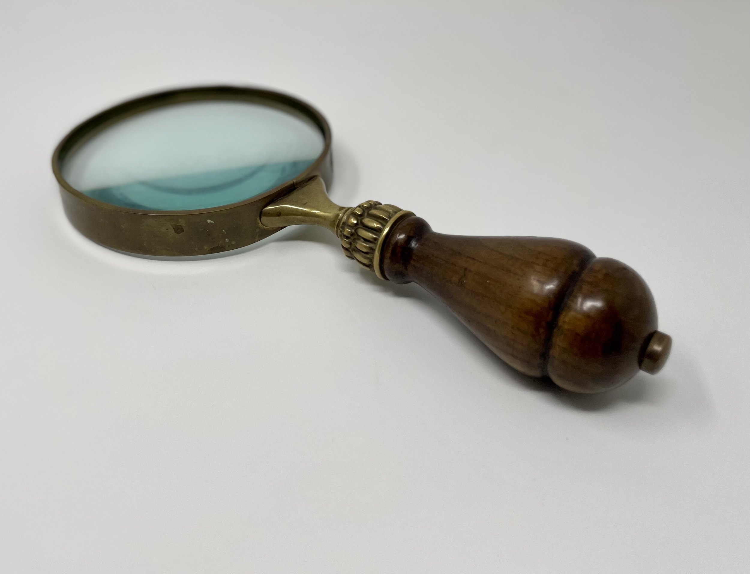 Vintage Brass & Wood Magnifying Glass
