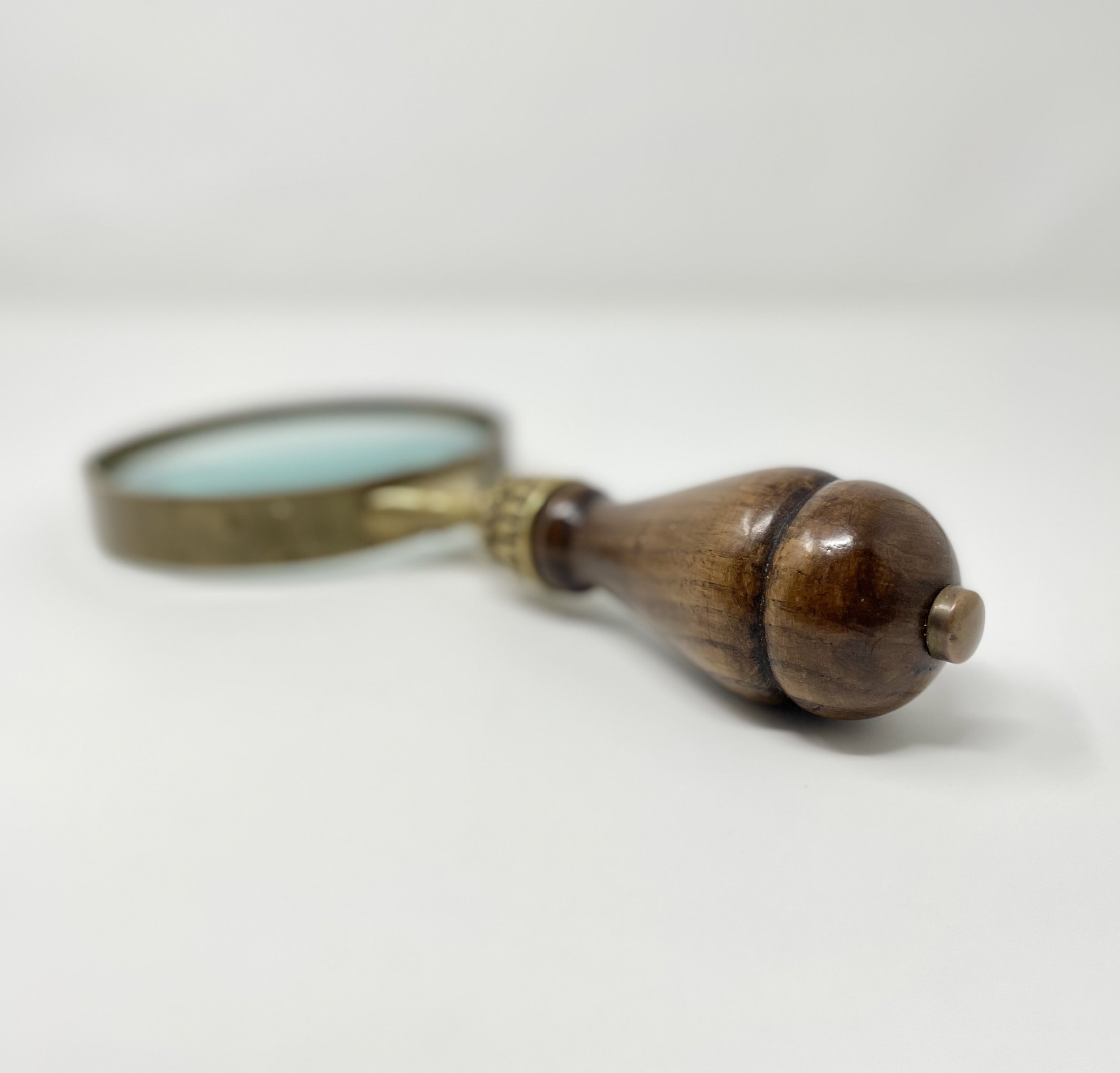 Vintage Brass & Wood Magnifying Glass