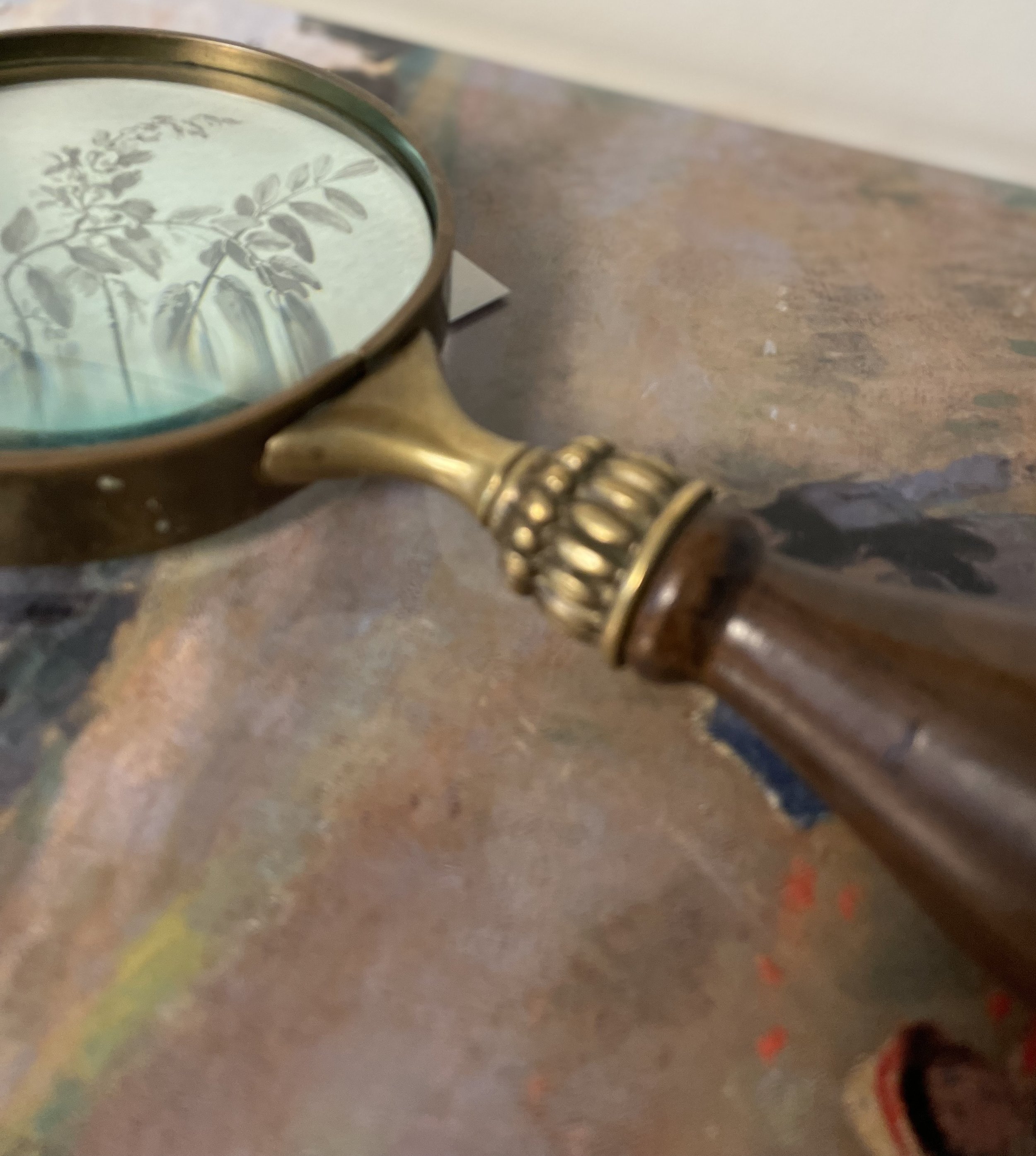 Vintage Brass & Wood Magnifying Glass