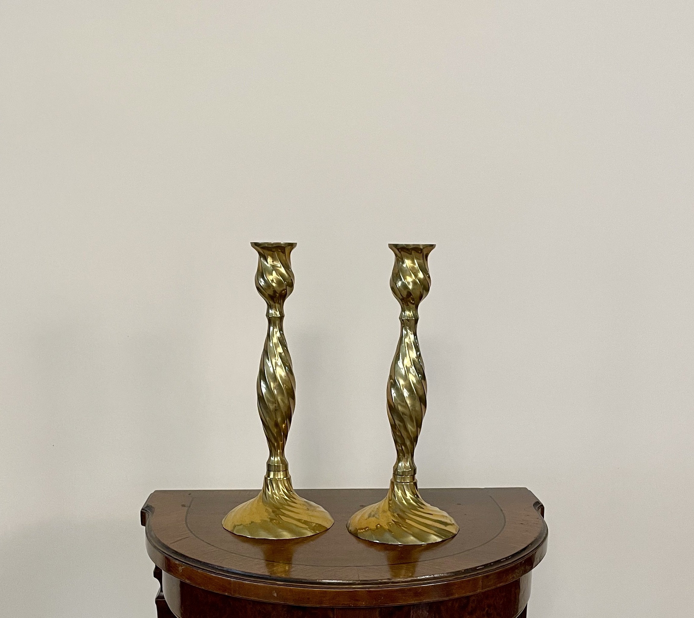Vintage Twisted Swirl Brass Candlestick Holders