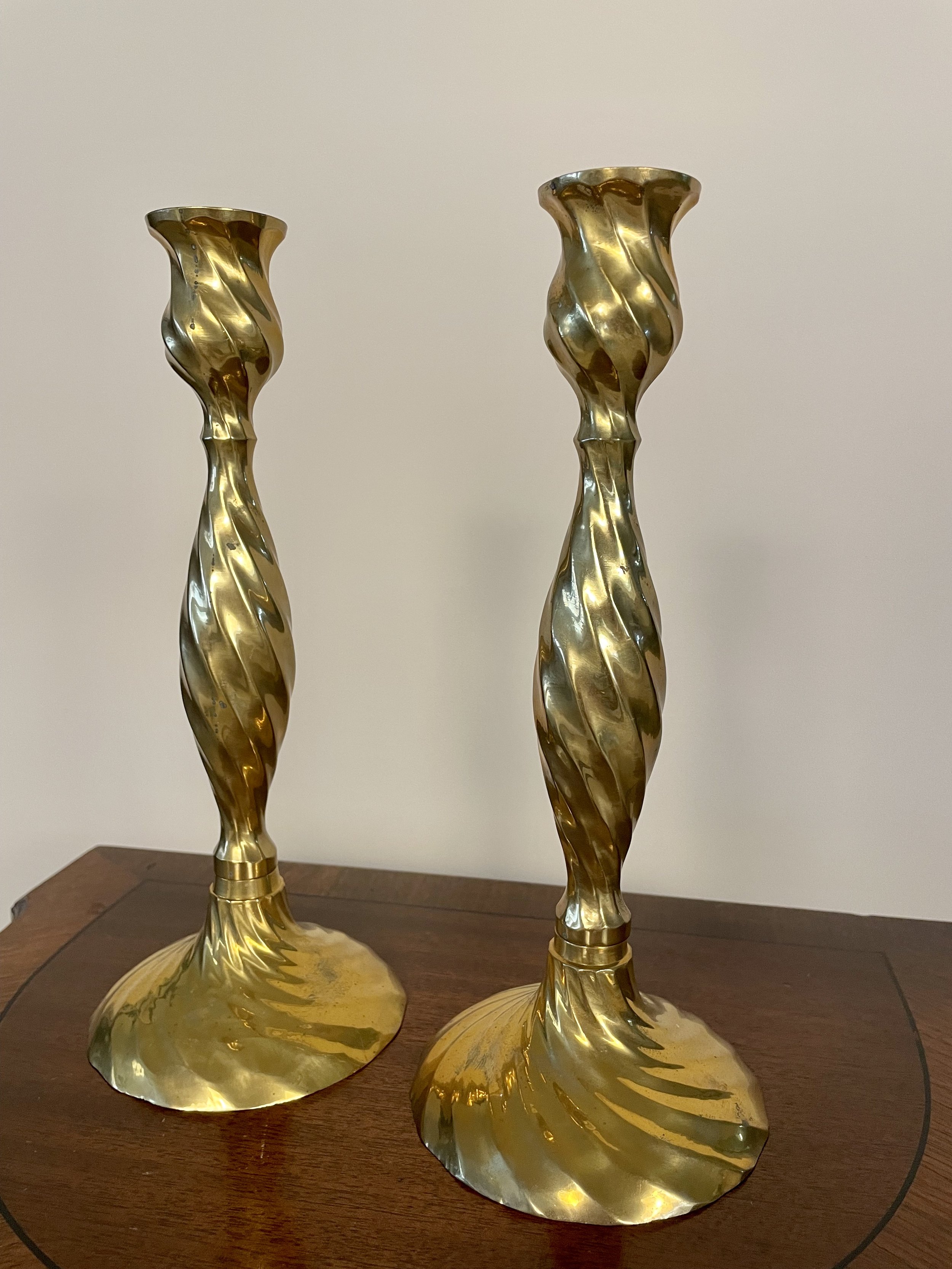 Vintage Twisted Swirl Brass Candlestick Holders