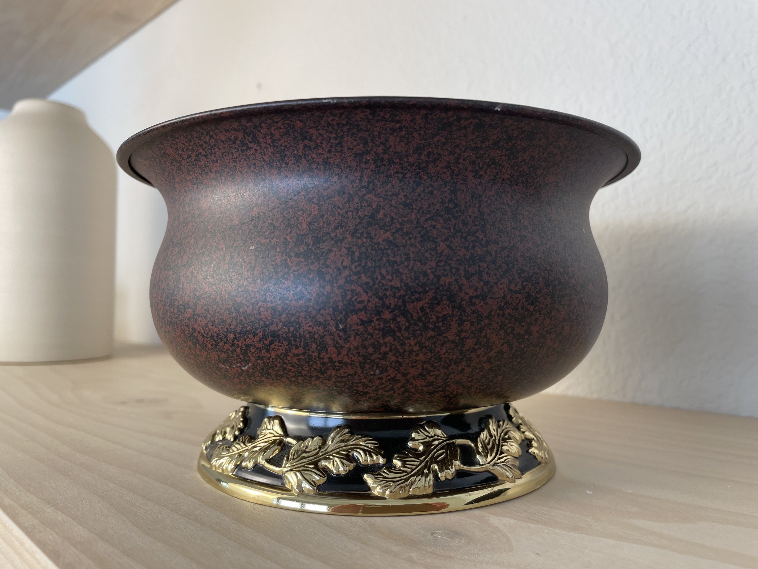 Brown Gold Leaf Decorative Floral Tin