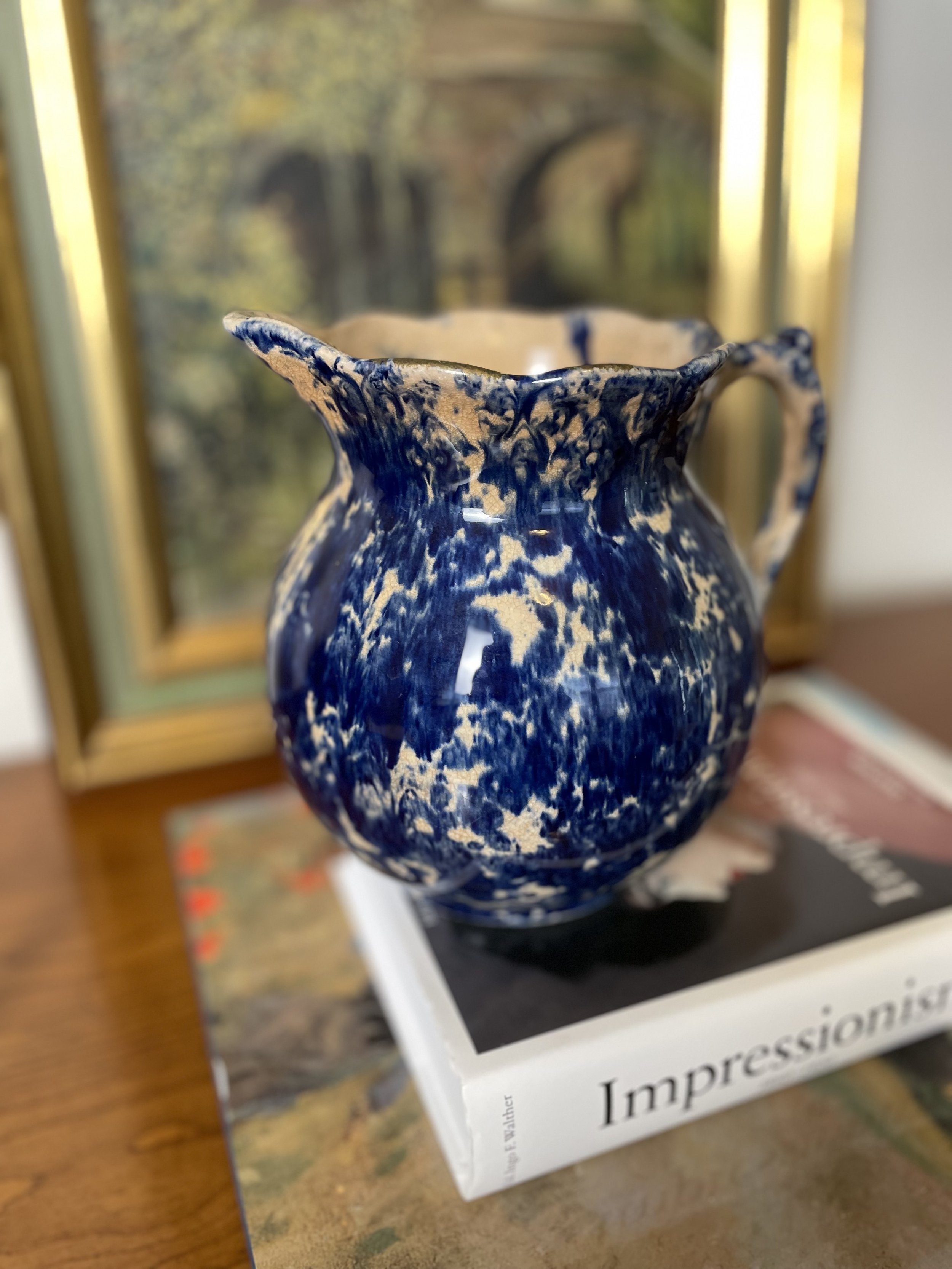 19th Century Early Spongeware Milk Pitcher