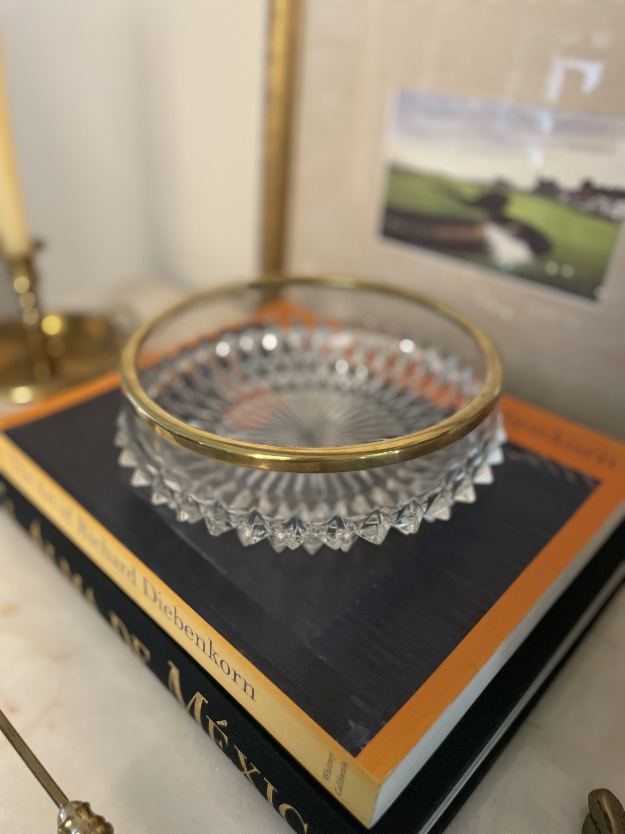 Vintage Crystal Bowl with Gold Rim