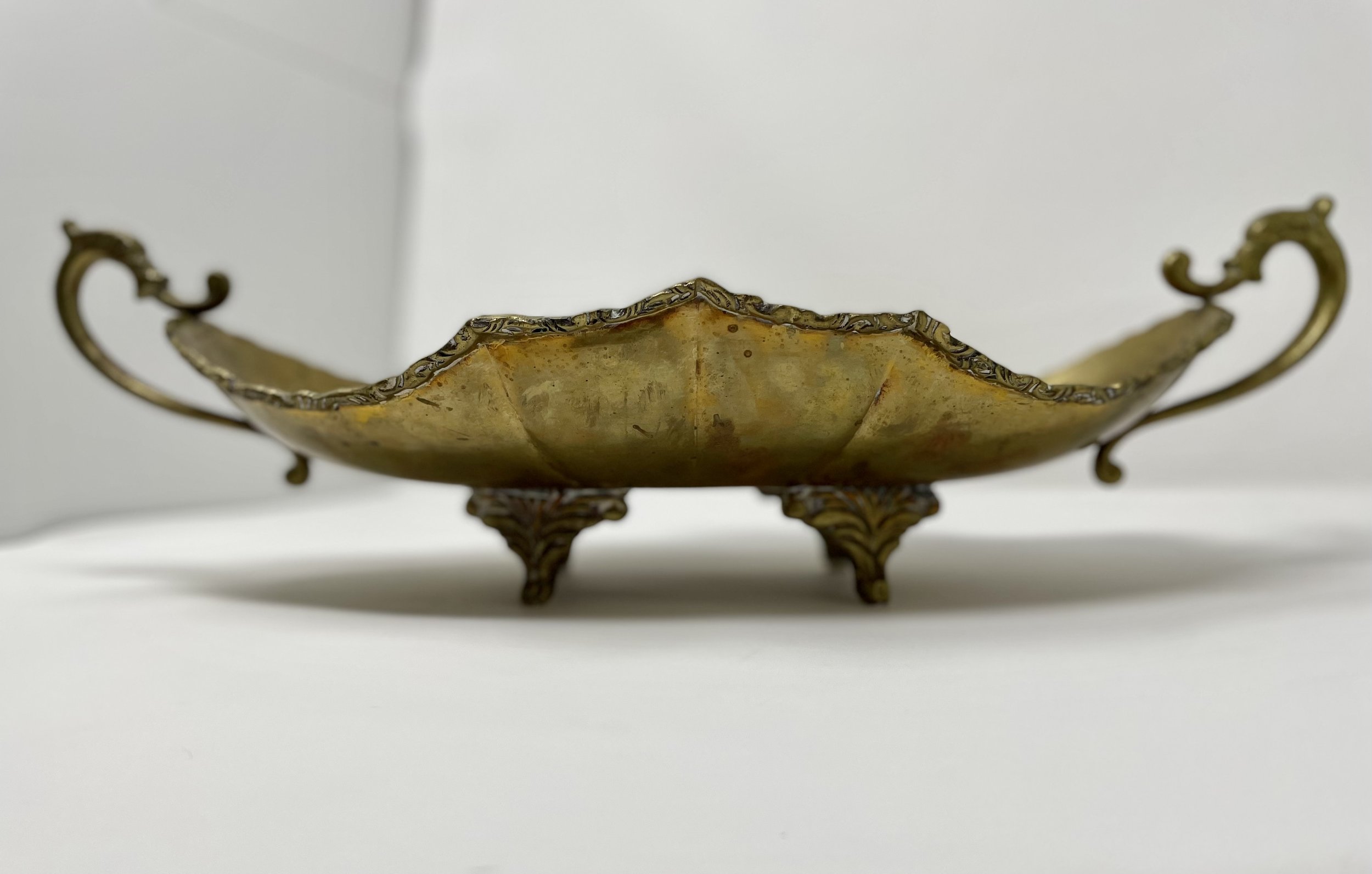 Vintage Brass Centerpiece Fruit Bowl