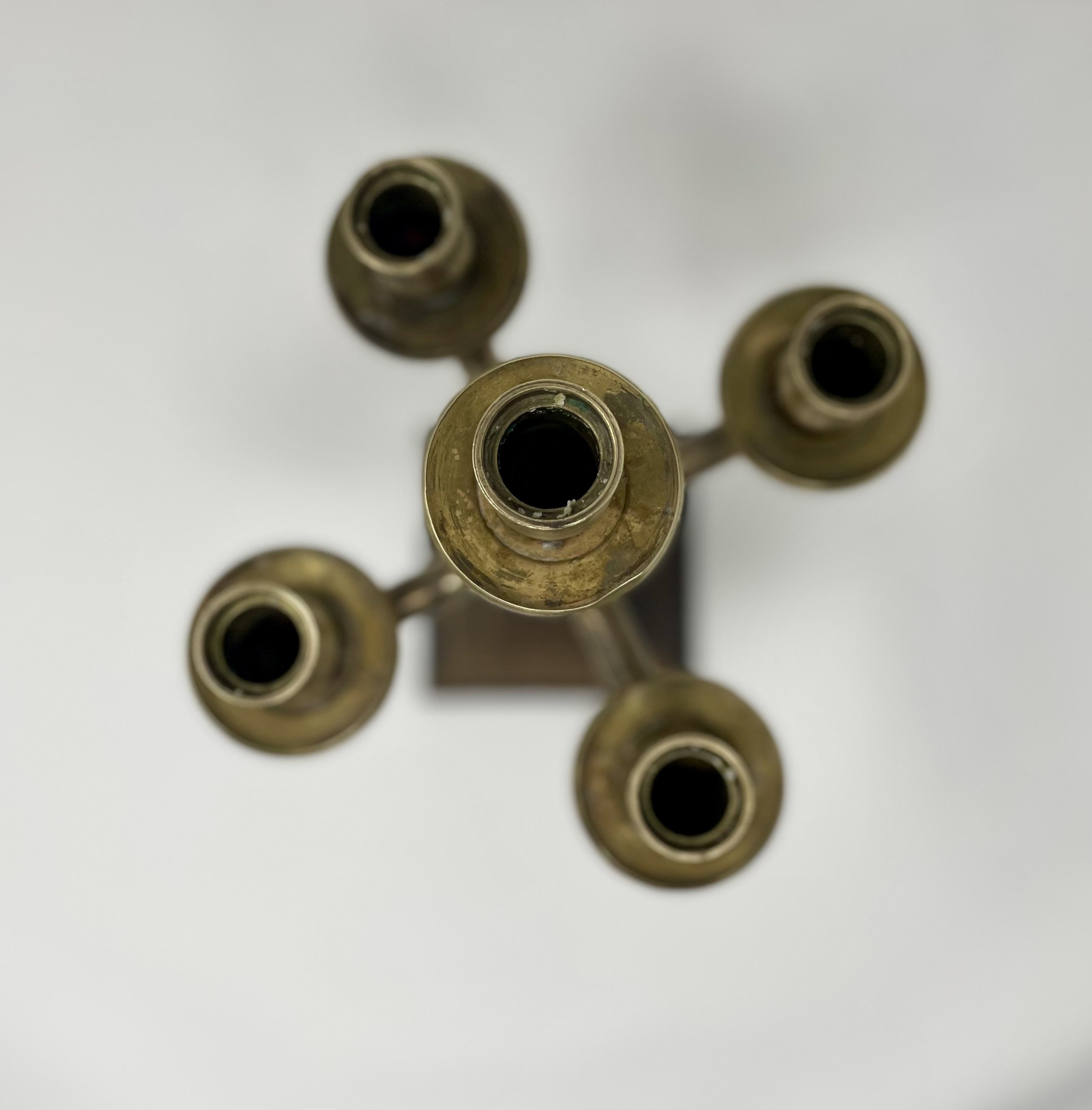 Vintage Brass & Wood Candelabra