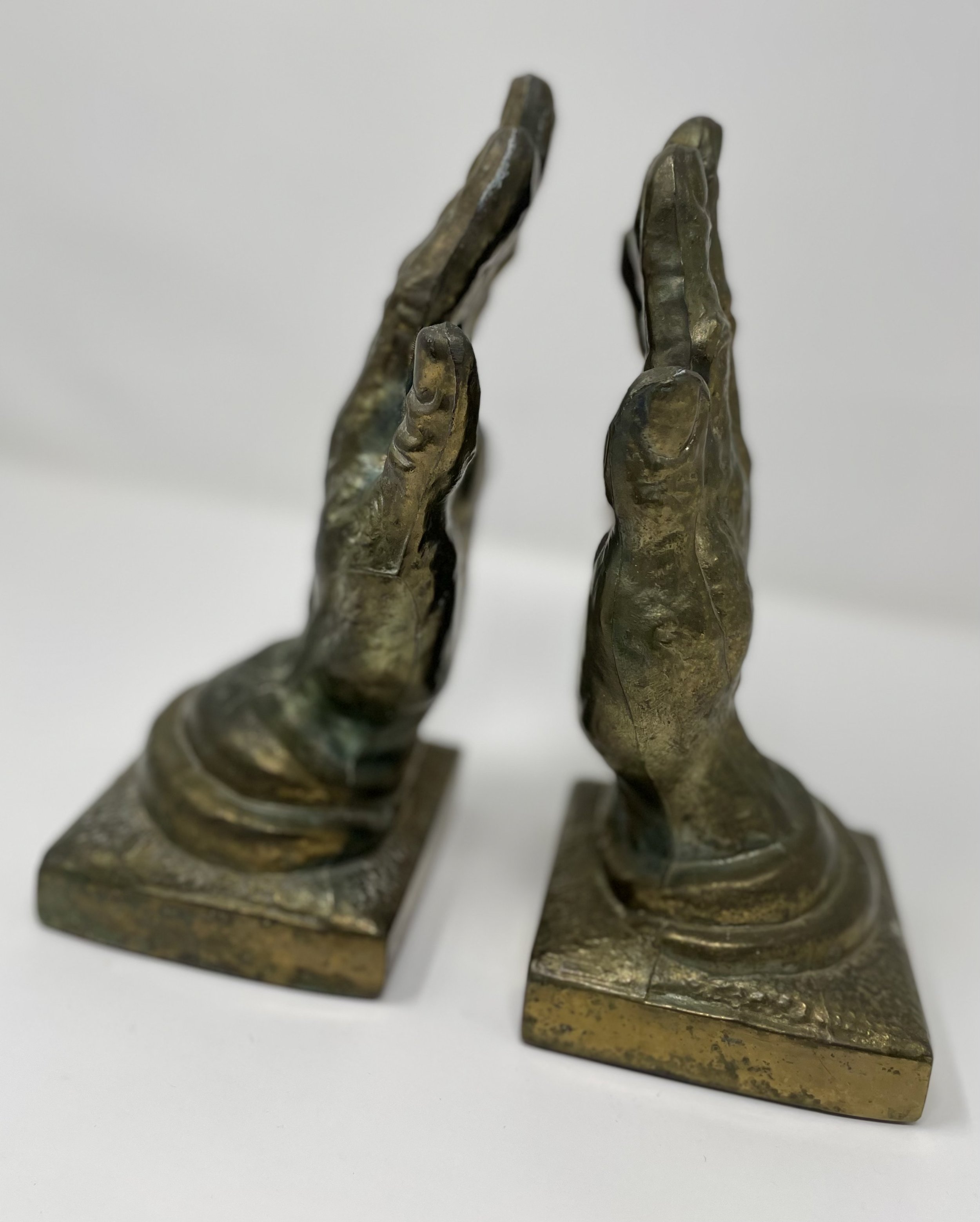 Vintage Brass Hands Bookends