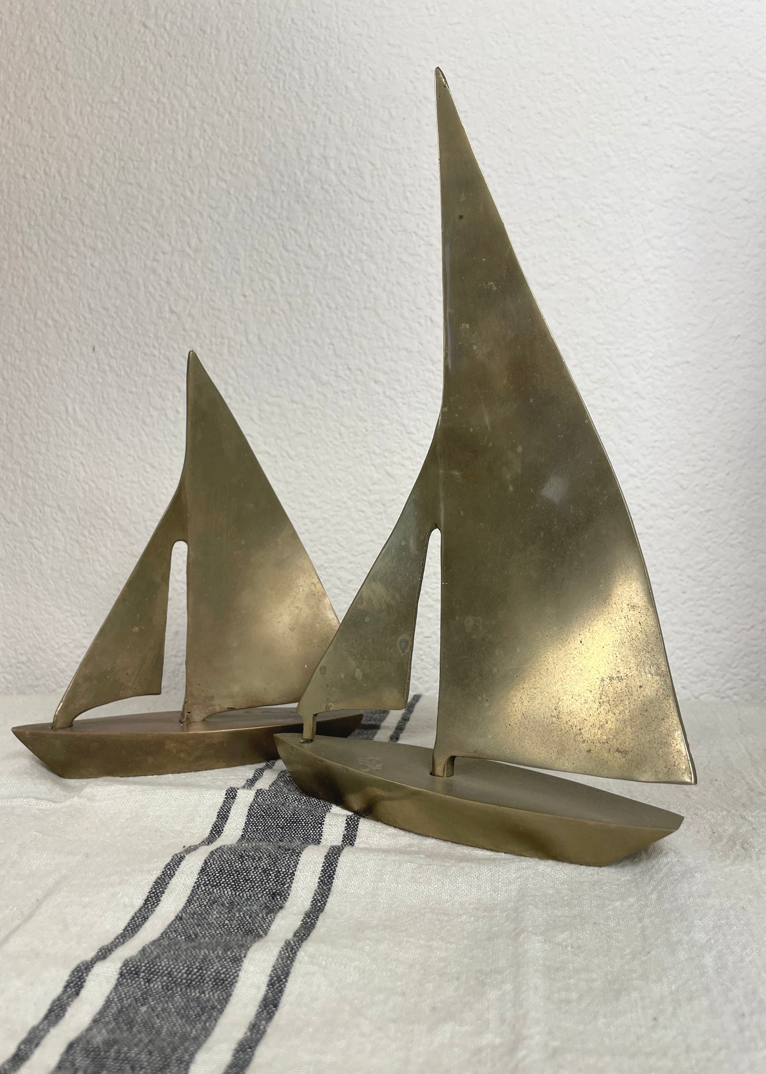 Vintage Brass Sailboat Figurines