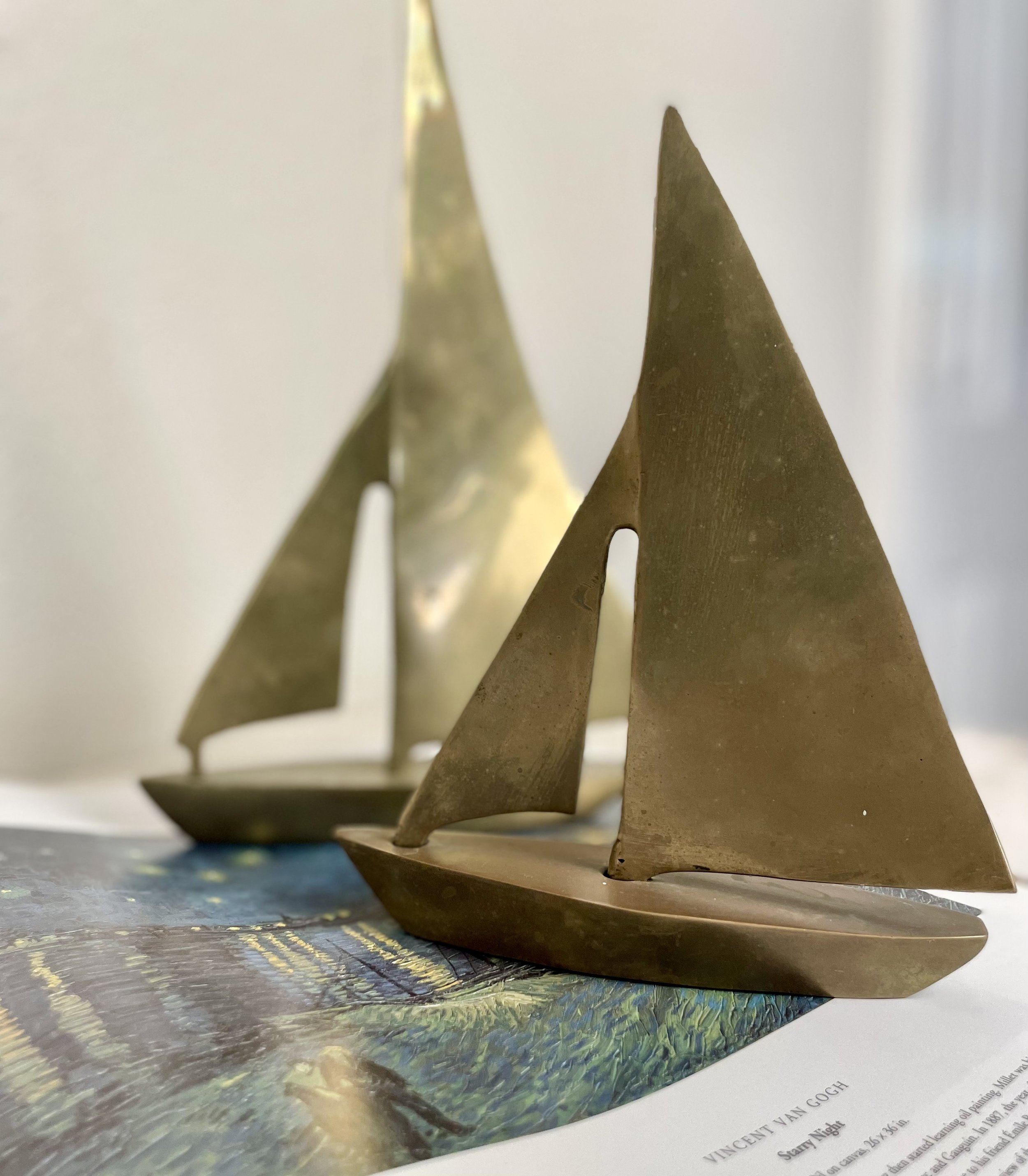 Vintage Brass Sailboat Figurines