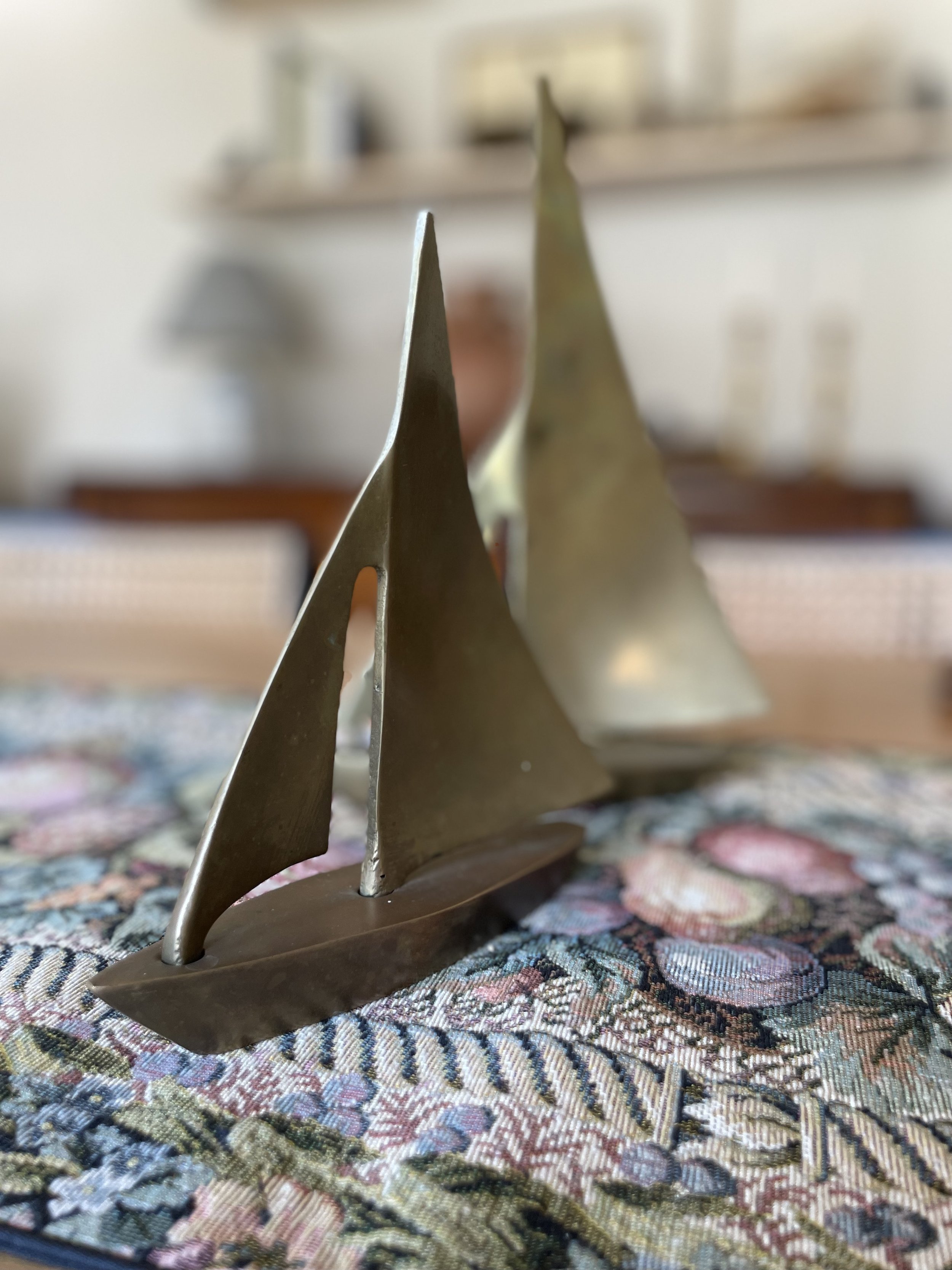 Vintage Brass Sailboat Figurines
