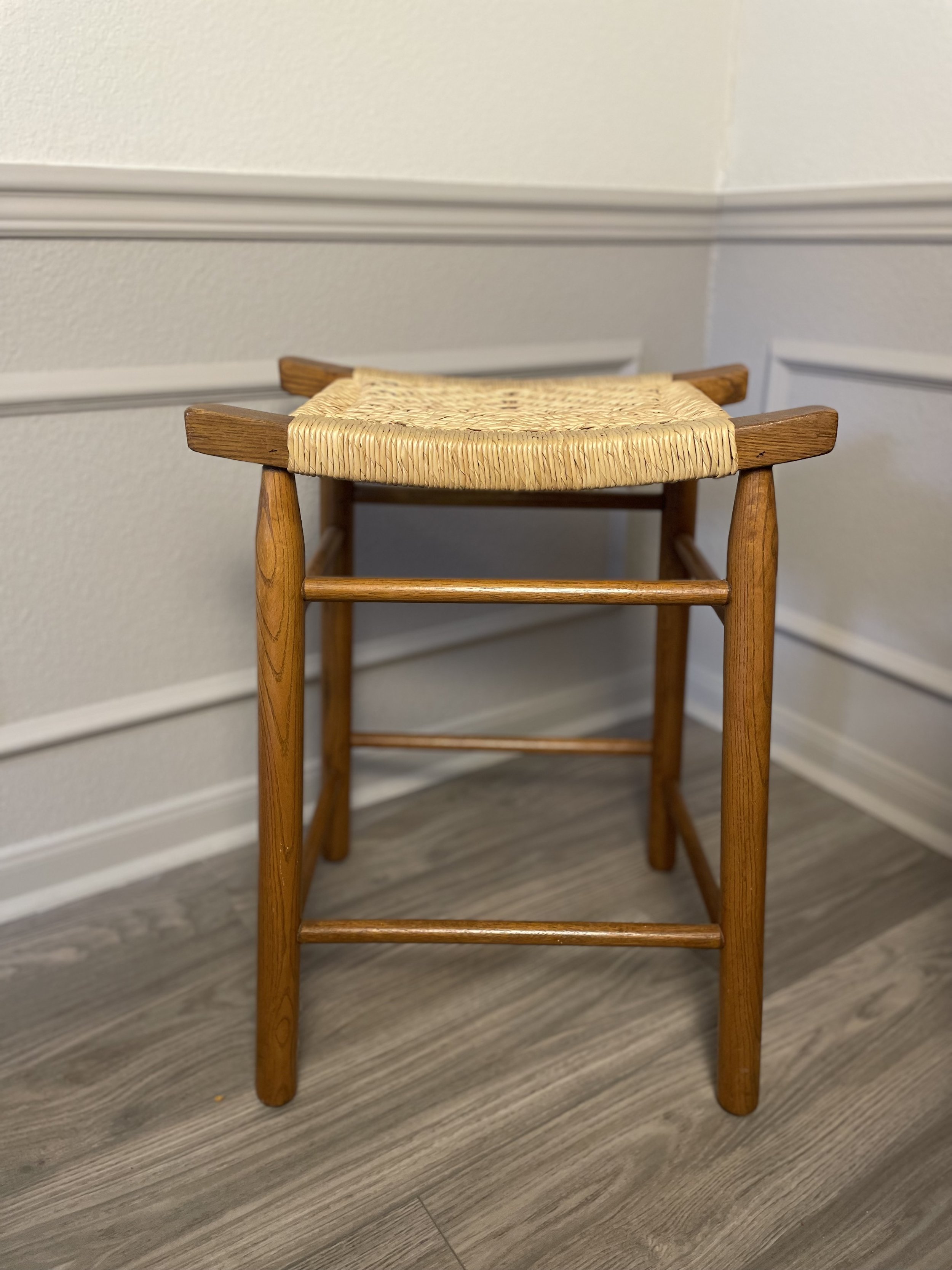 Vintage Raffia Bar Stool