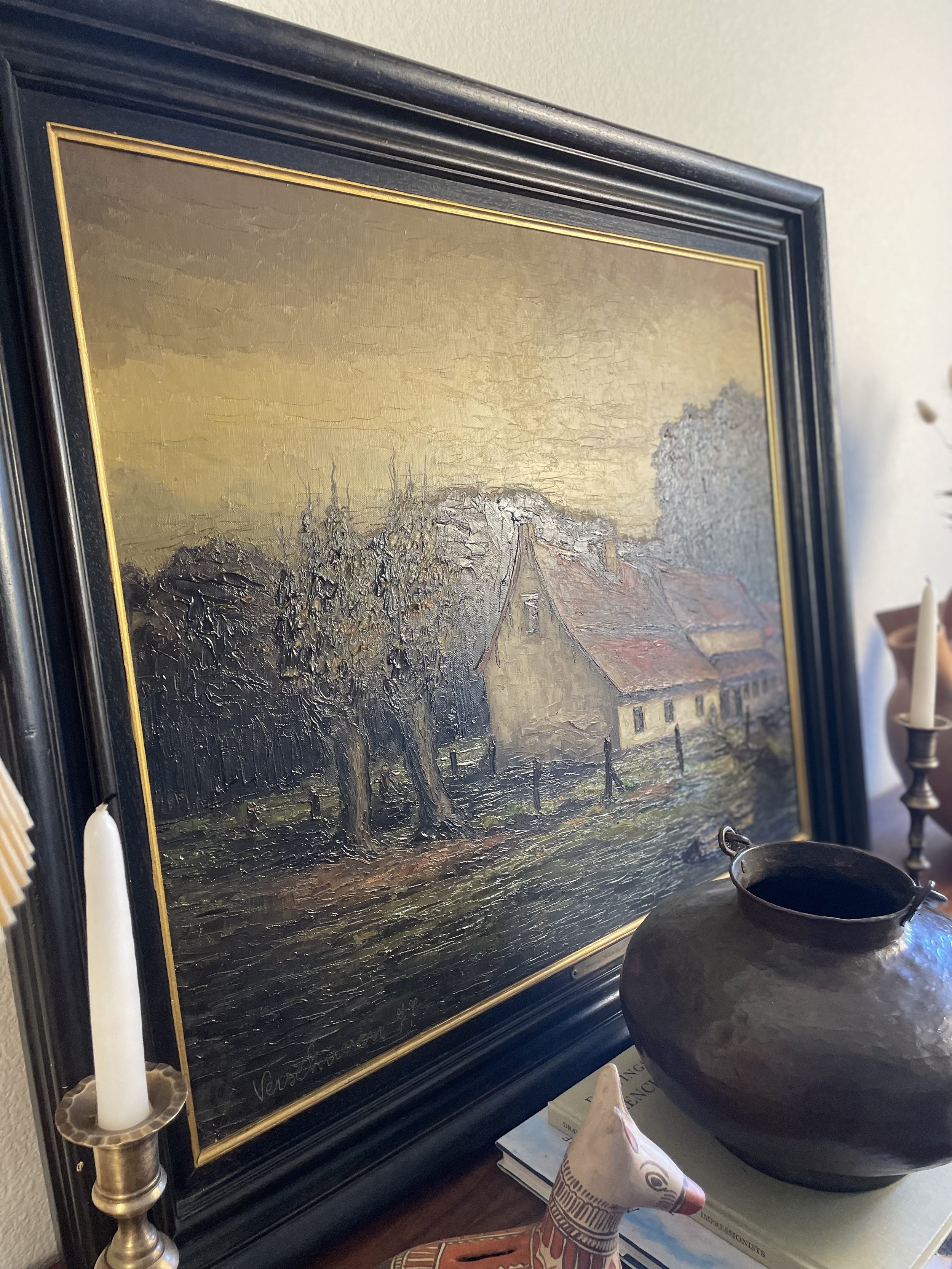 French Barn at Sunset Oil Painting by Danny Verschueren