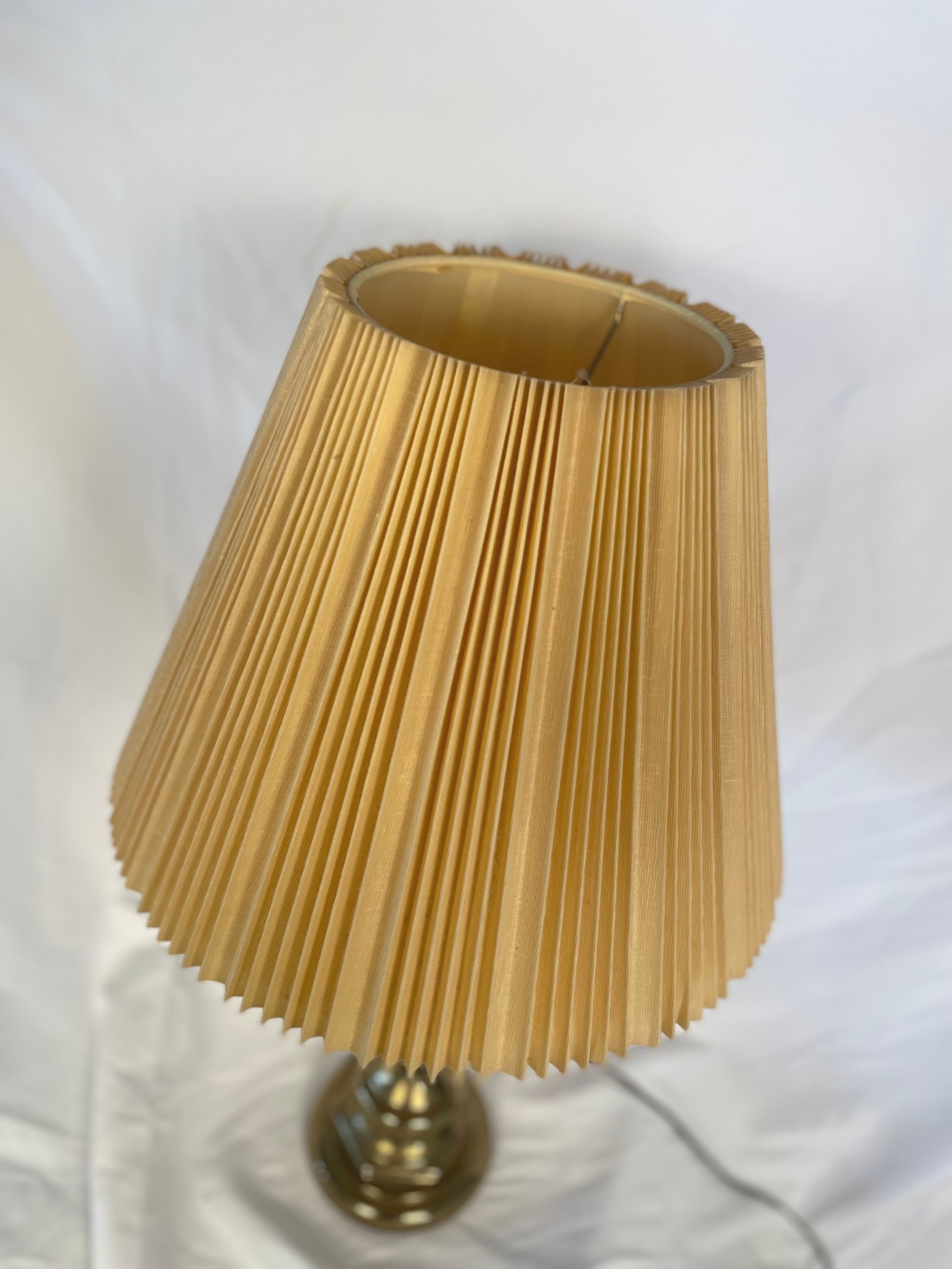 Vintage Brass Lamp with Pleated Shade