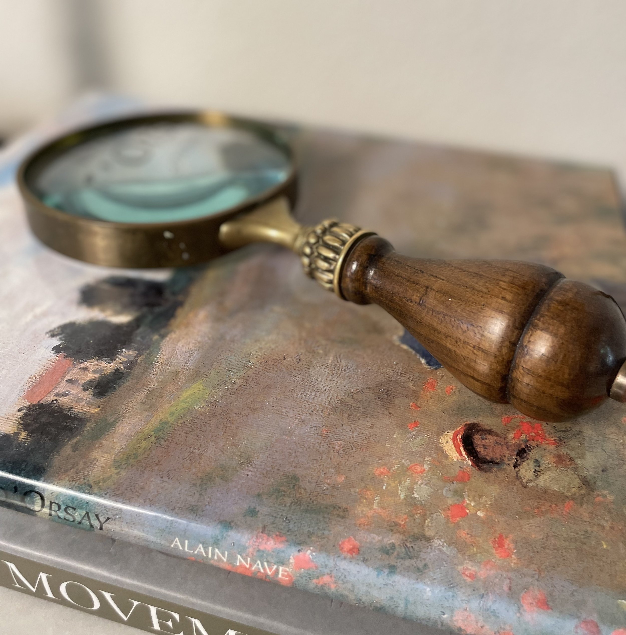 Vintage Brass & Wood Magnifying Glass