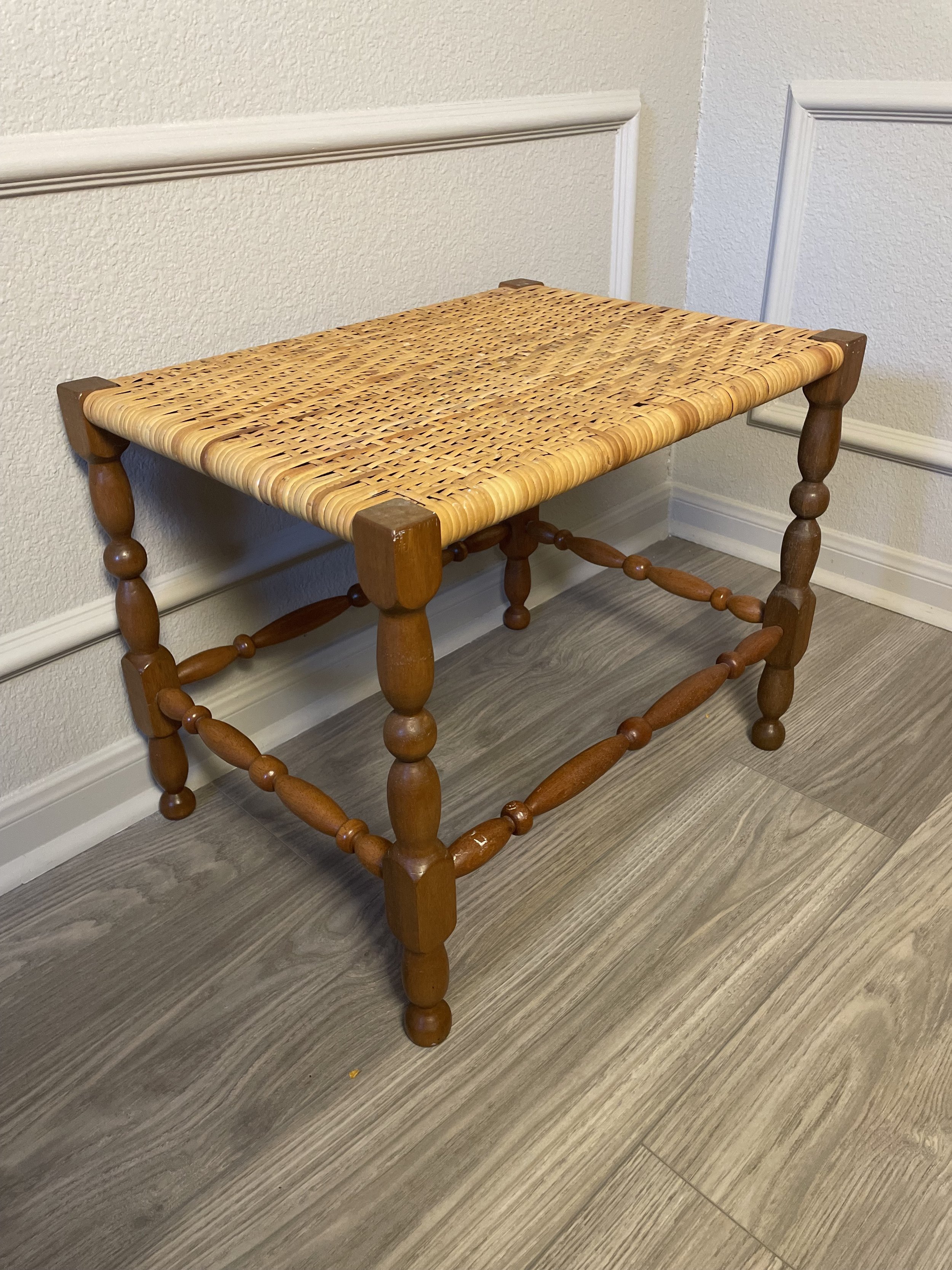 Vintage Wicker Bench
