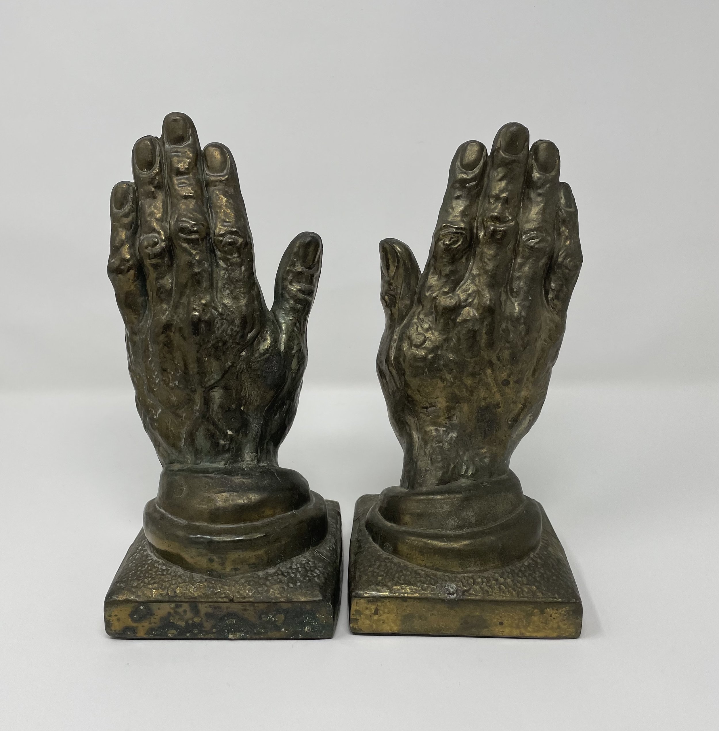 Vintage Brass Hands Bookends