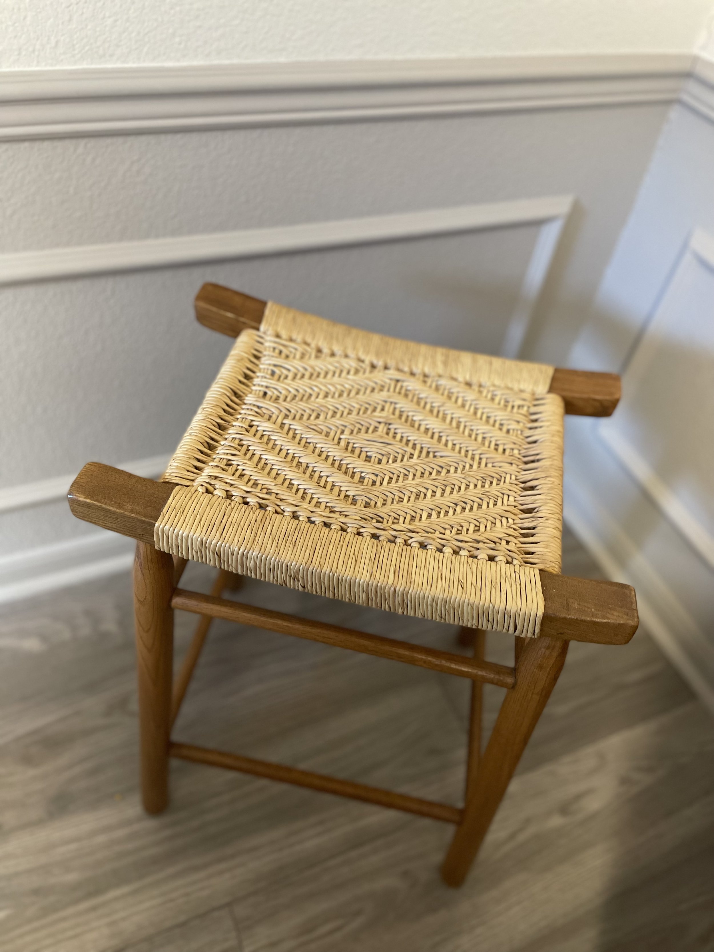 Vintage Raffia Bar Stool