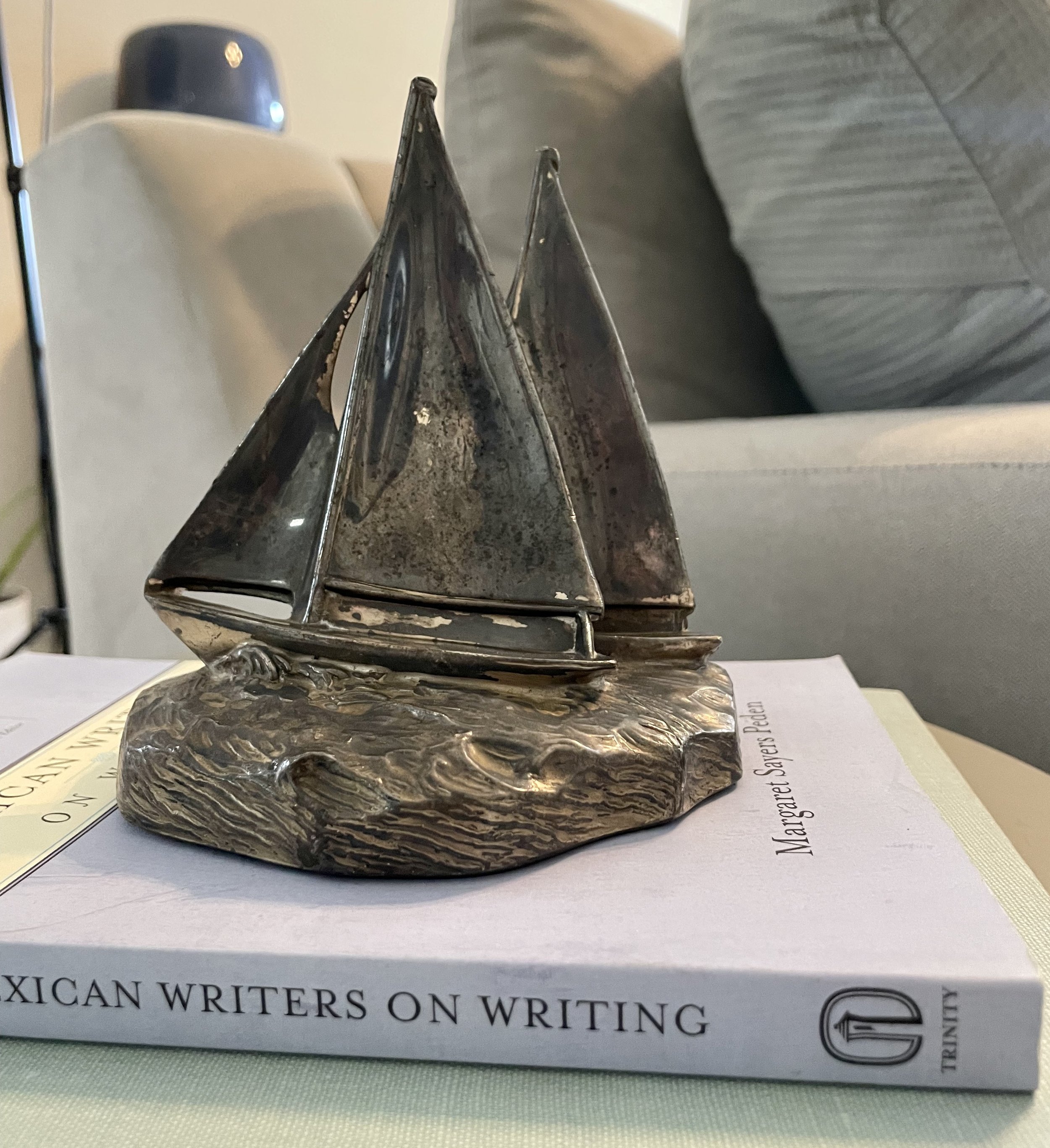 Vintage Metal Sailboat Figurine